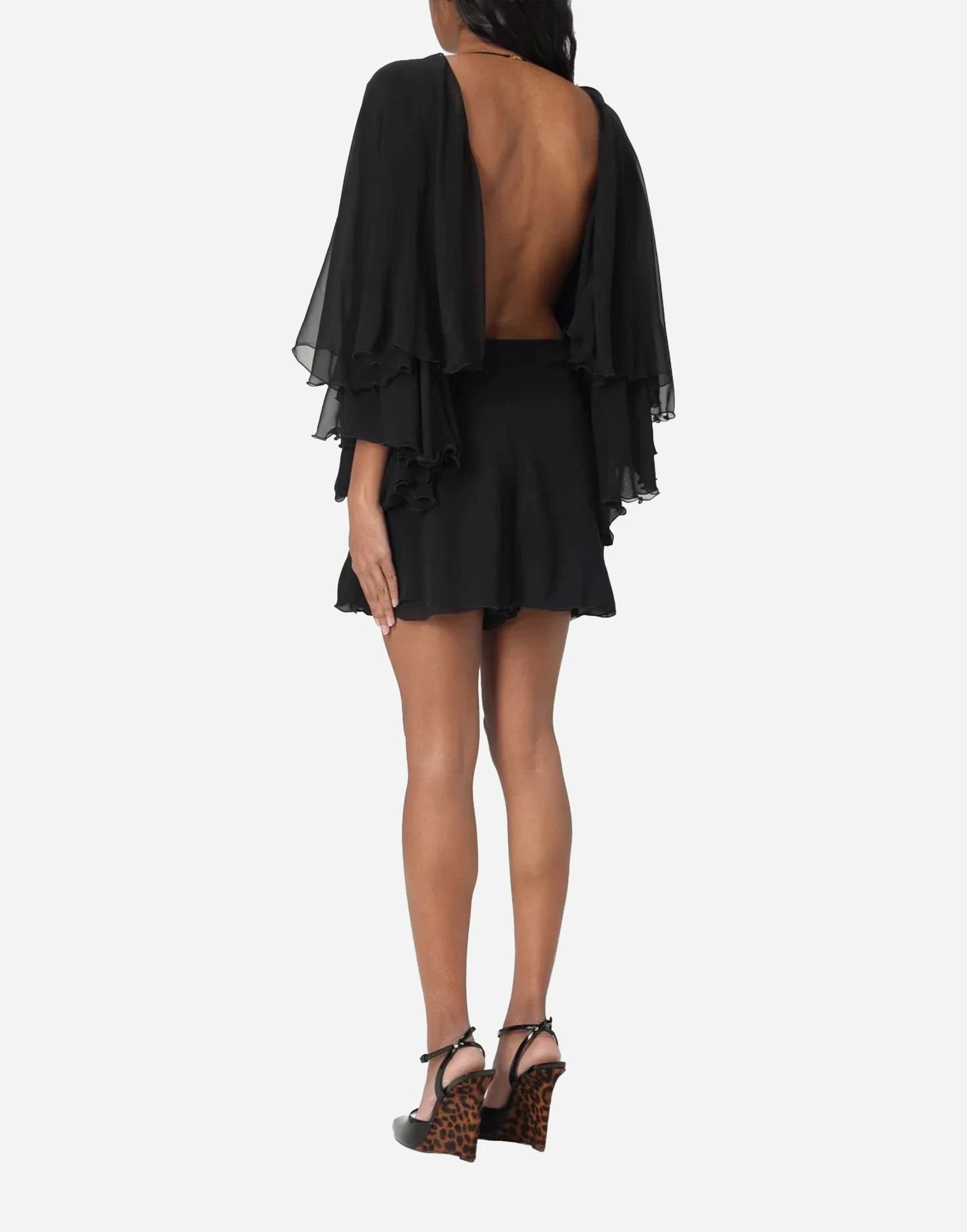 Saint Laurent Backless Silk Crepe Muslin Romper