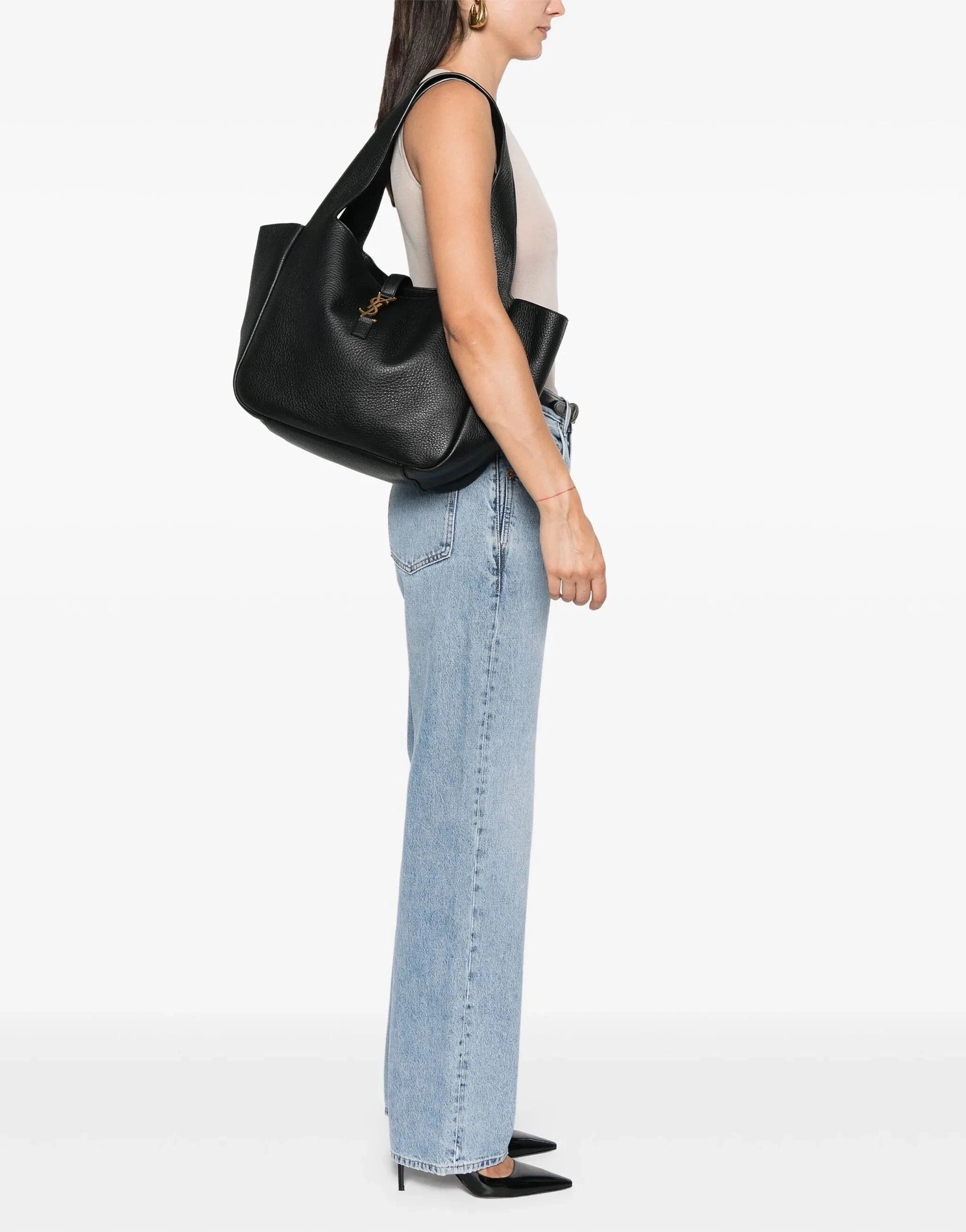 Saint Laurent Black Le 5 À 7 Bea Tote Bag