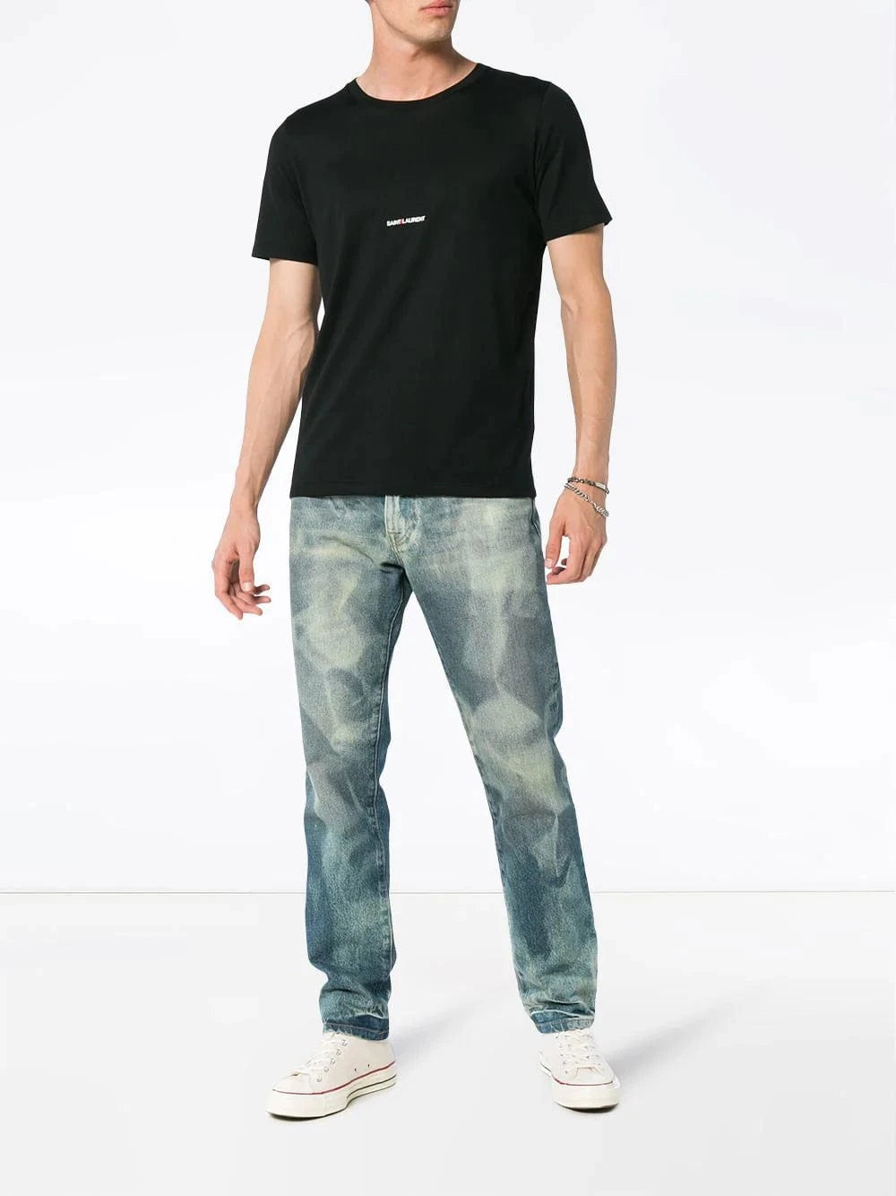 Saint Laurent Black Logo-Print T-Shirt