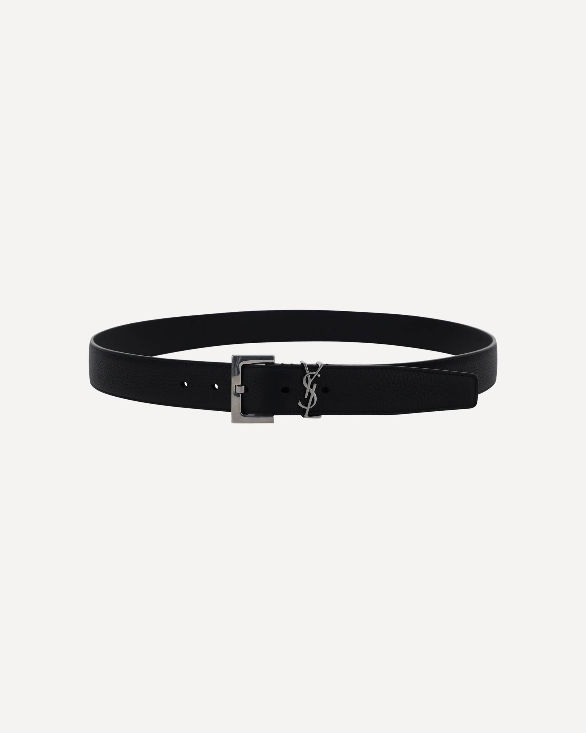 Saint Laurent Calfskin Belt With Ysl Loop Logo