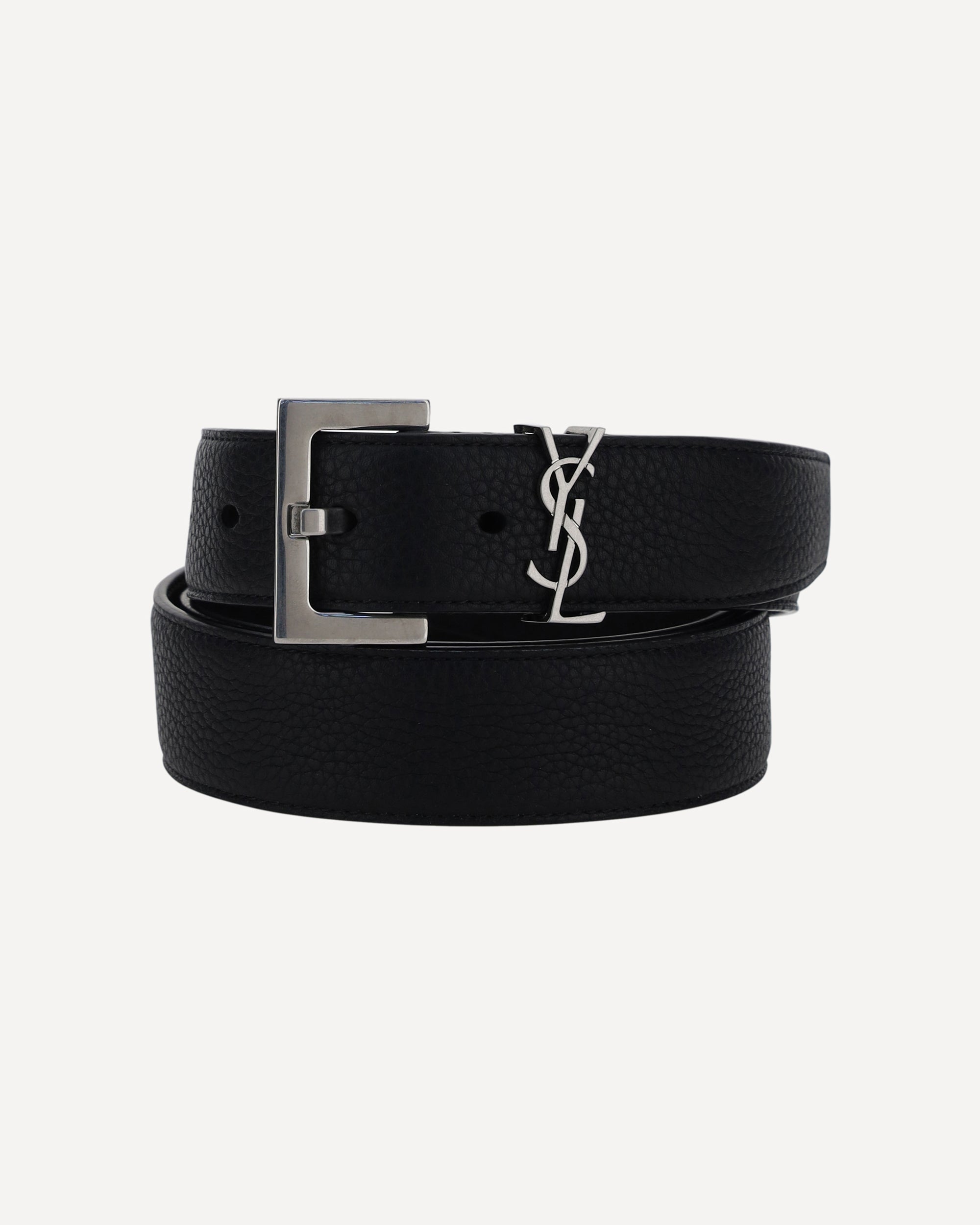 Saint Laurent Calfskin Belt With Ysl Loop Logo