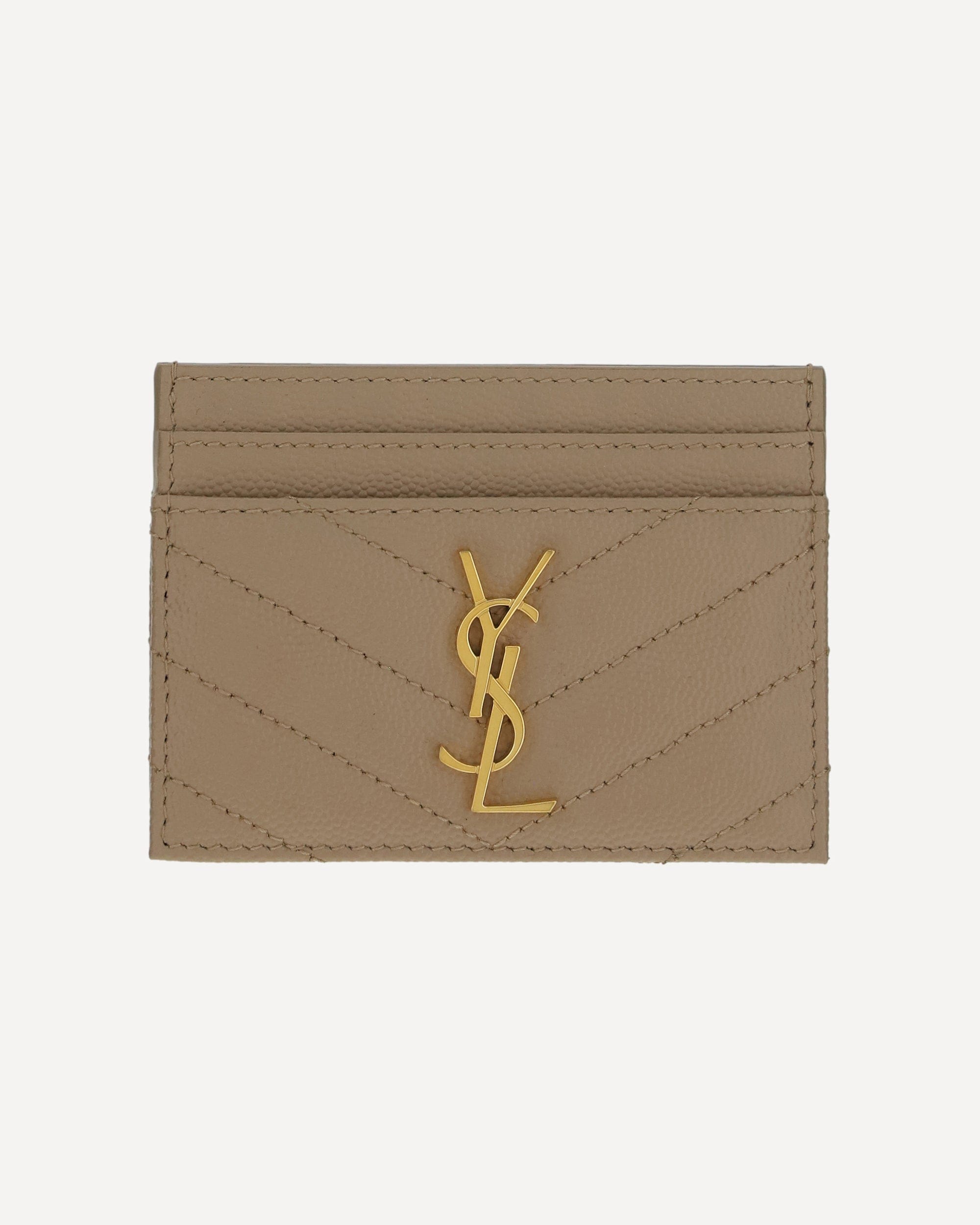 Saint Laurent Calfskin Card Holder With Ysl Logo