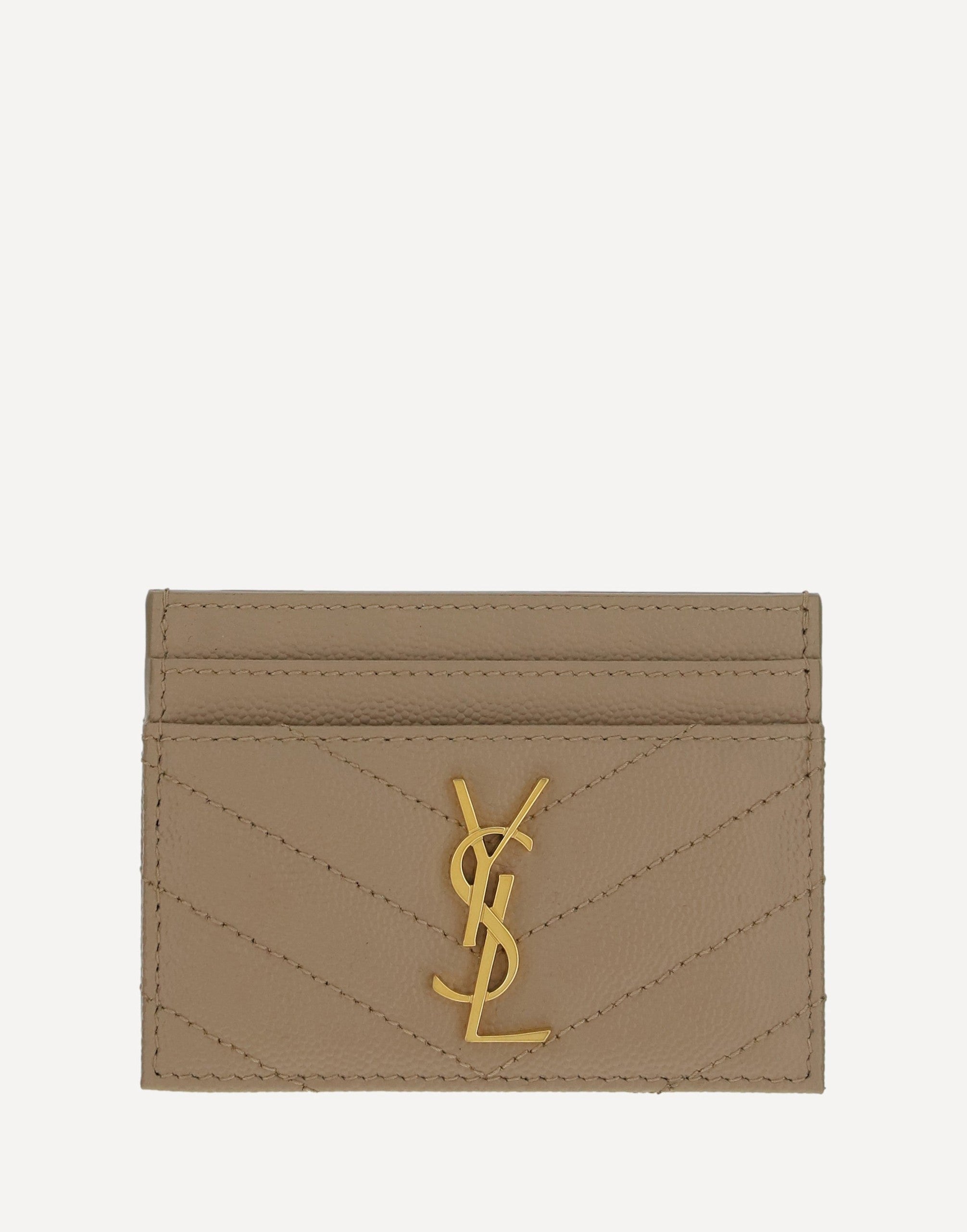 Saint Laurent Calfskin Card Holder With Ysl Logo