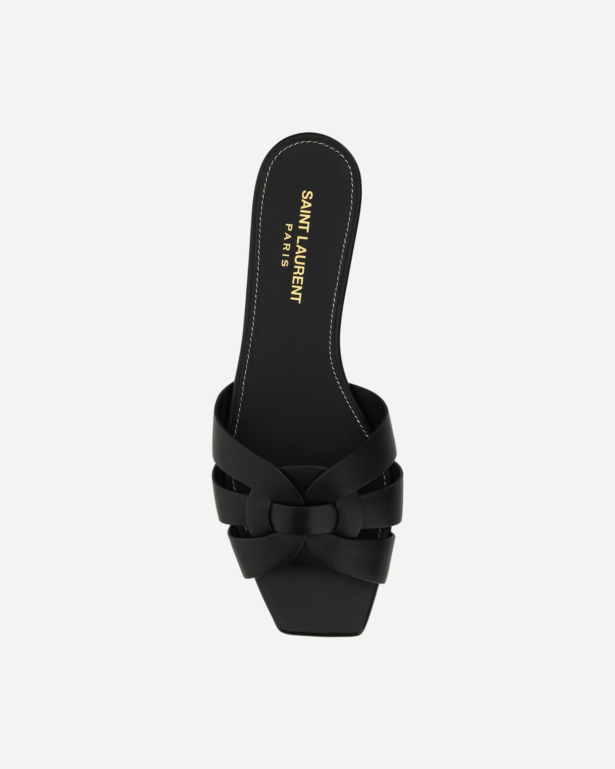 Saint Laurent Calfskin Sandals With Braided Front