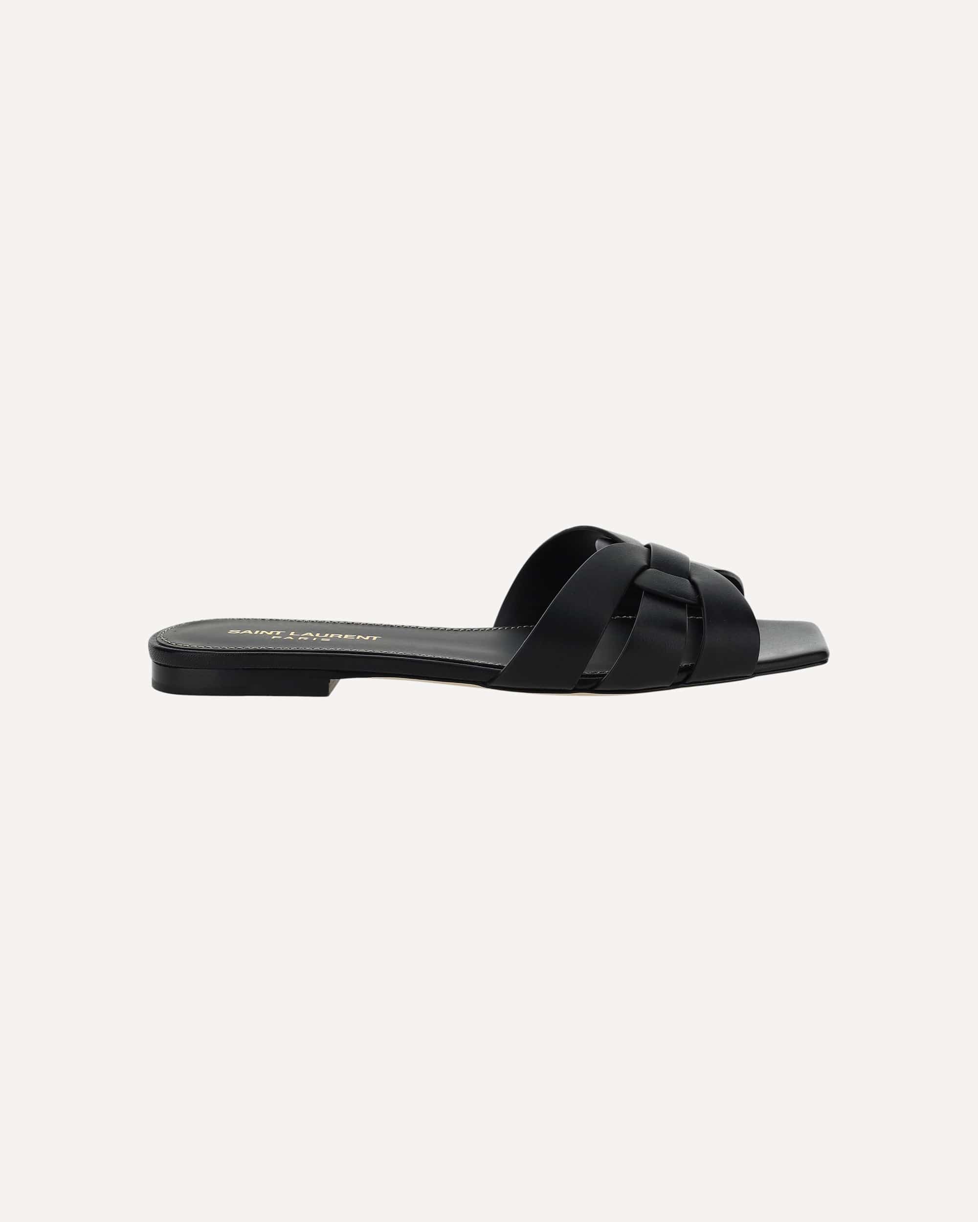 Saint Laurent Calfskin Sandals With Braided Front