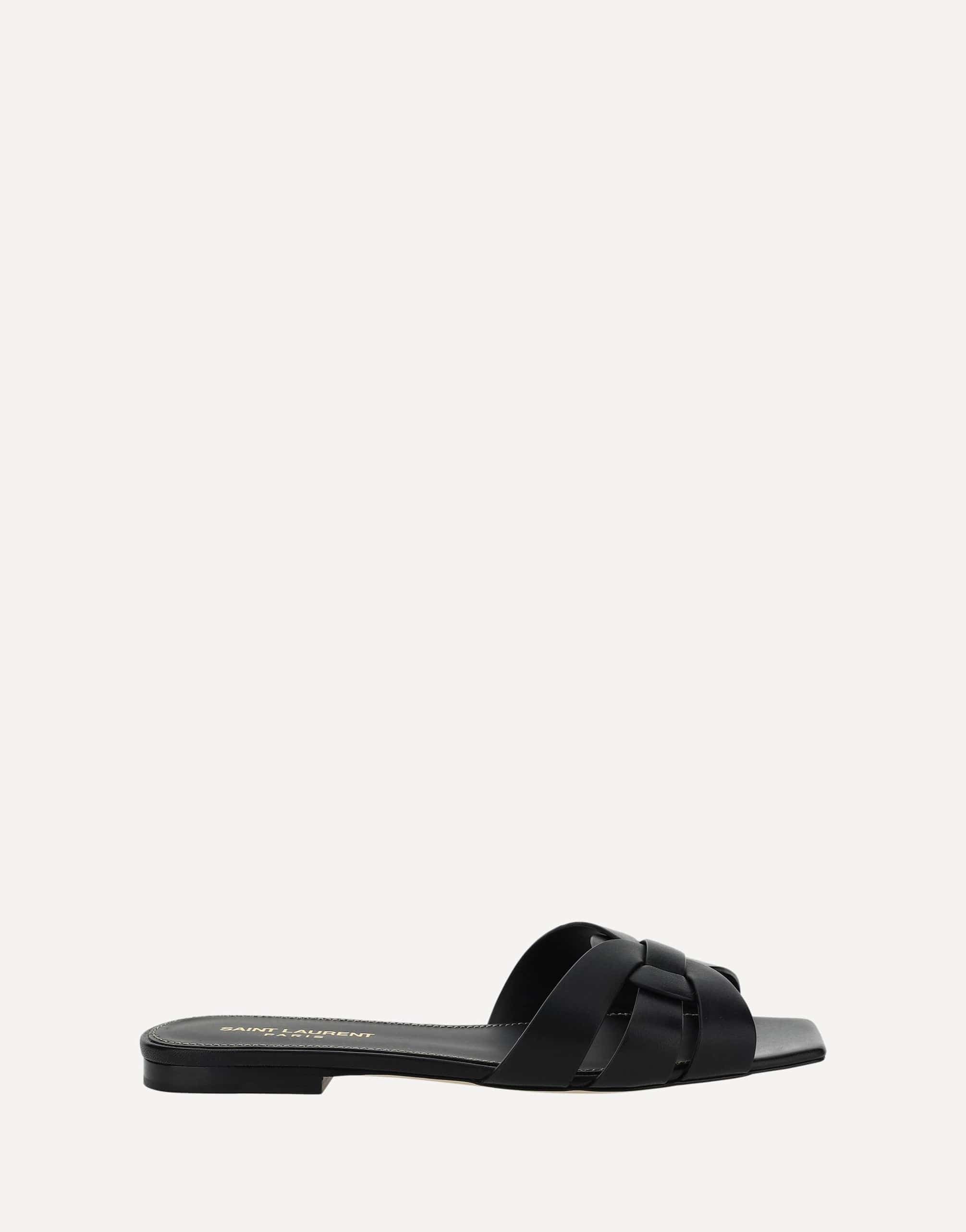 Saint Laurent Calfskin Sandals With Braided Front