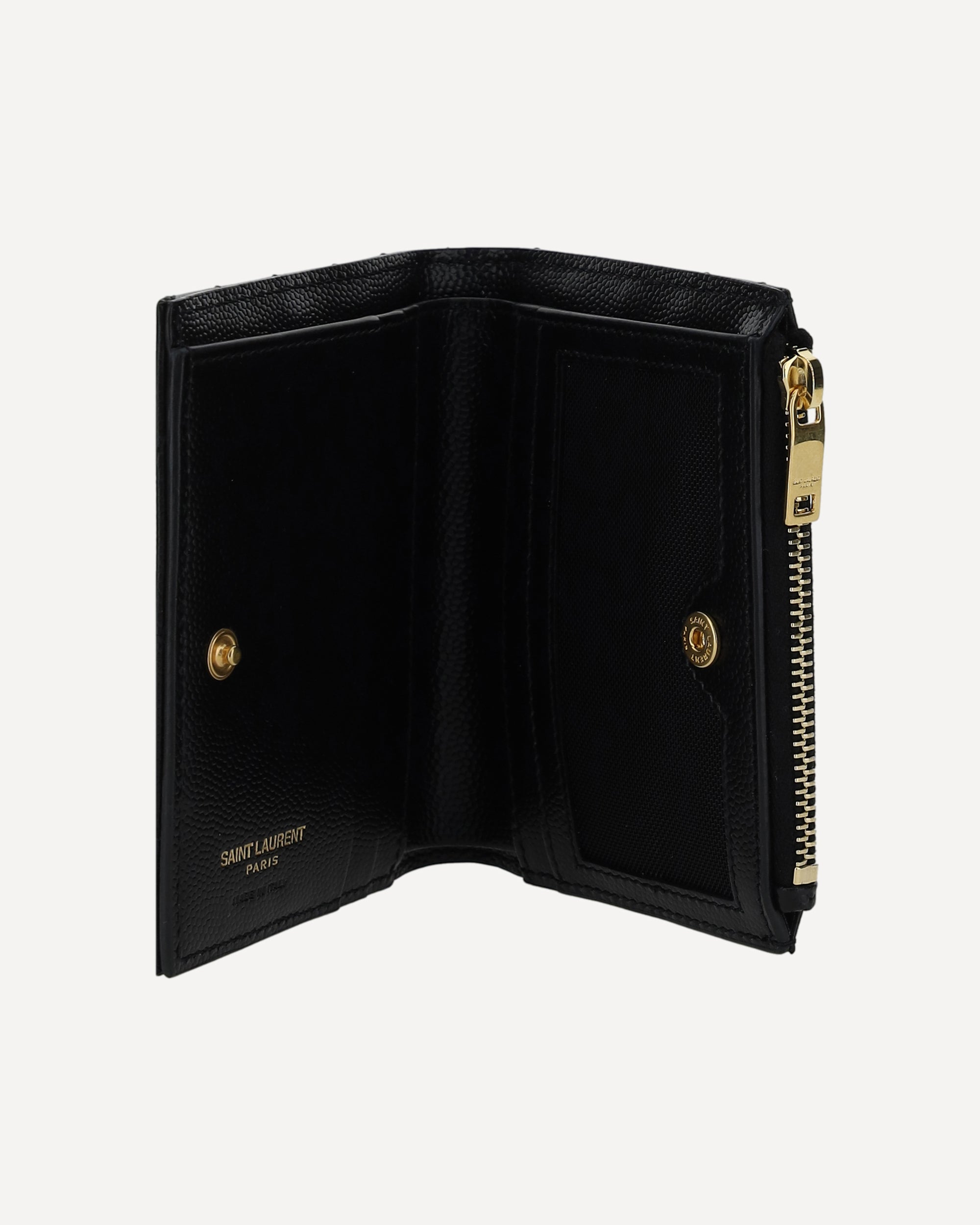 Saint Laurent Calfskin Wallet With Matelassé Embossed Monogram