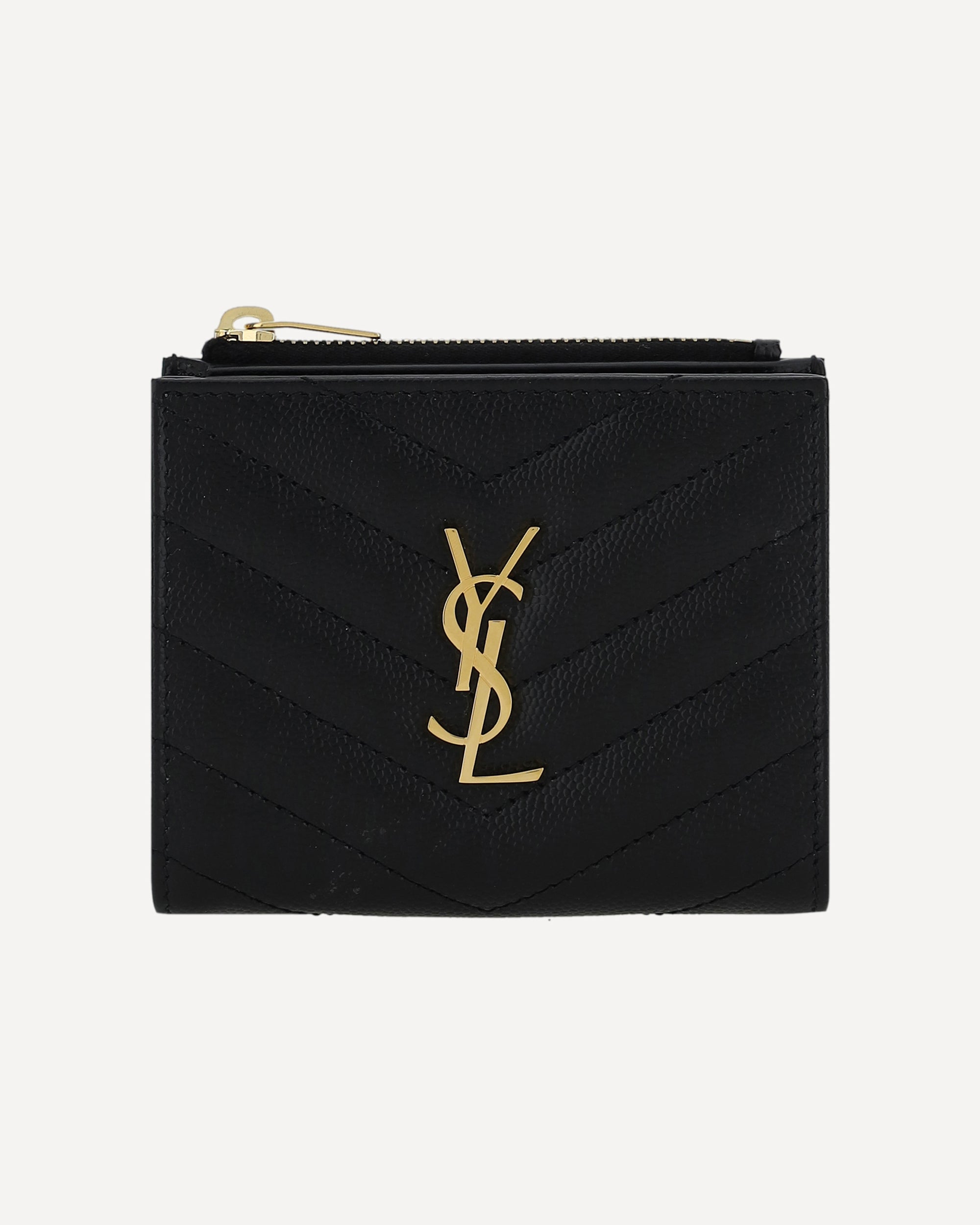Saint Laurent Calfskin Wallet With Matelassé Embossed Monogram