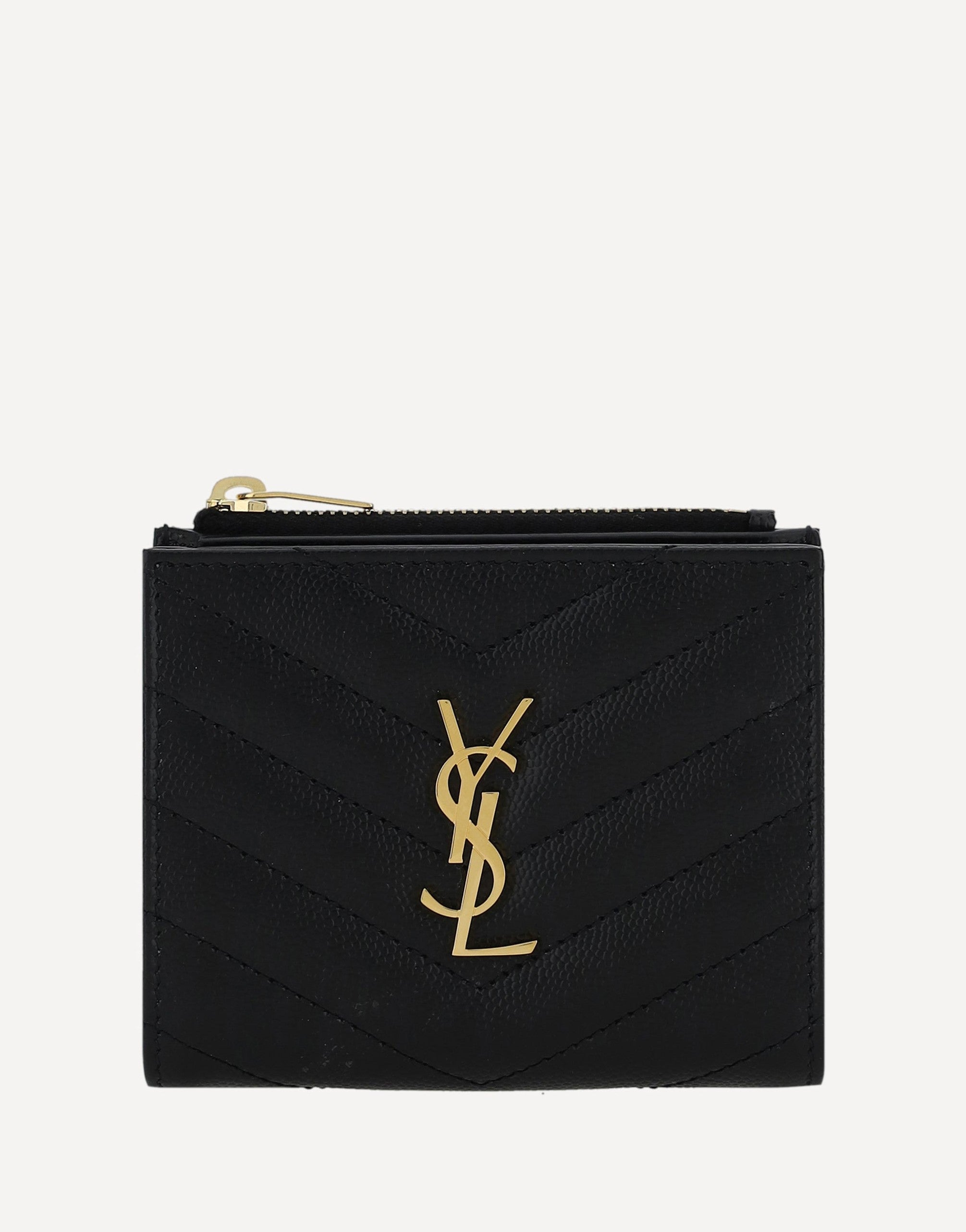 Saint Laurent Calfskin Wallet With Matelassé Embossed Monogram