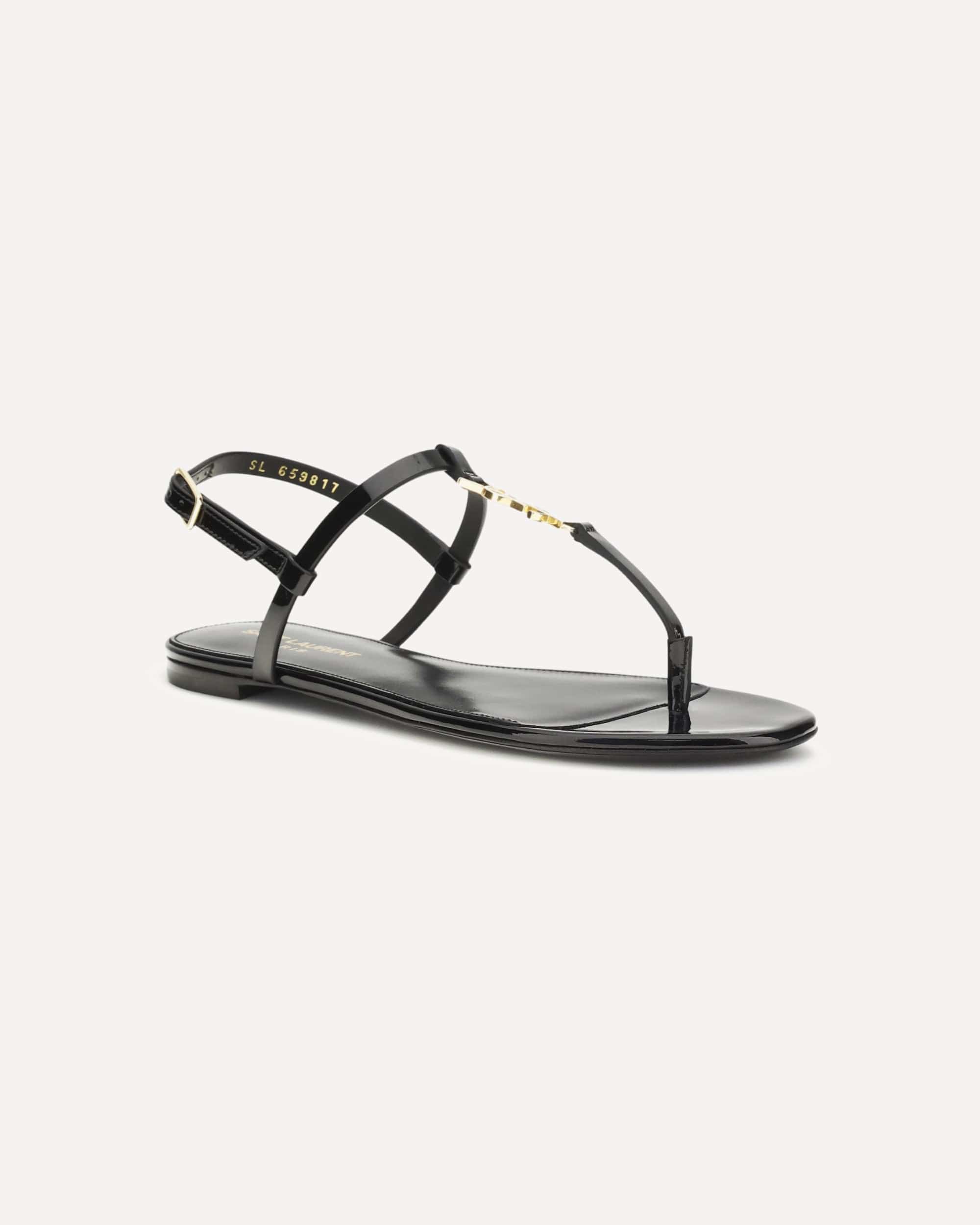 Saint Laurent Cassandra Patent Leather T-Strap Sandals - alternate view