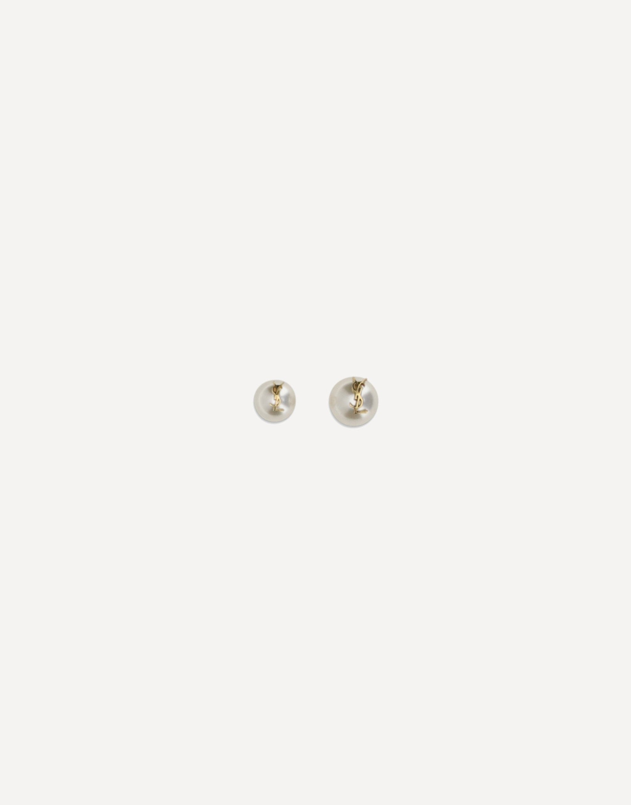 Saint Laurent Cassandre Asymmetrical Pearl Earrings