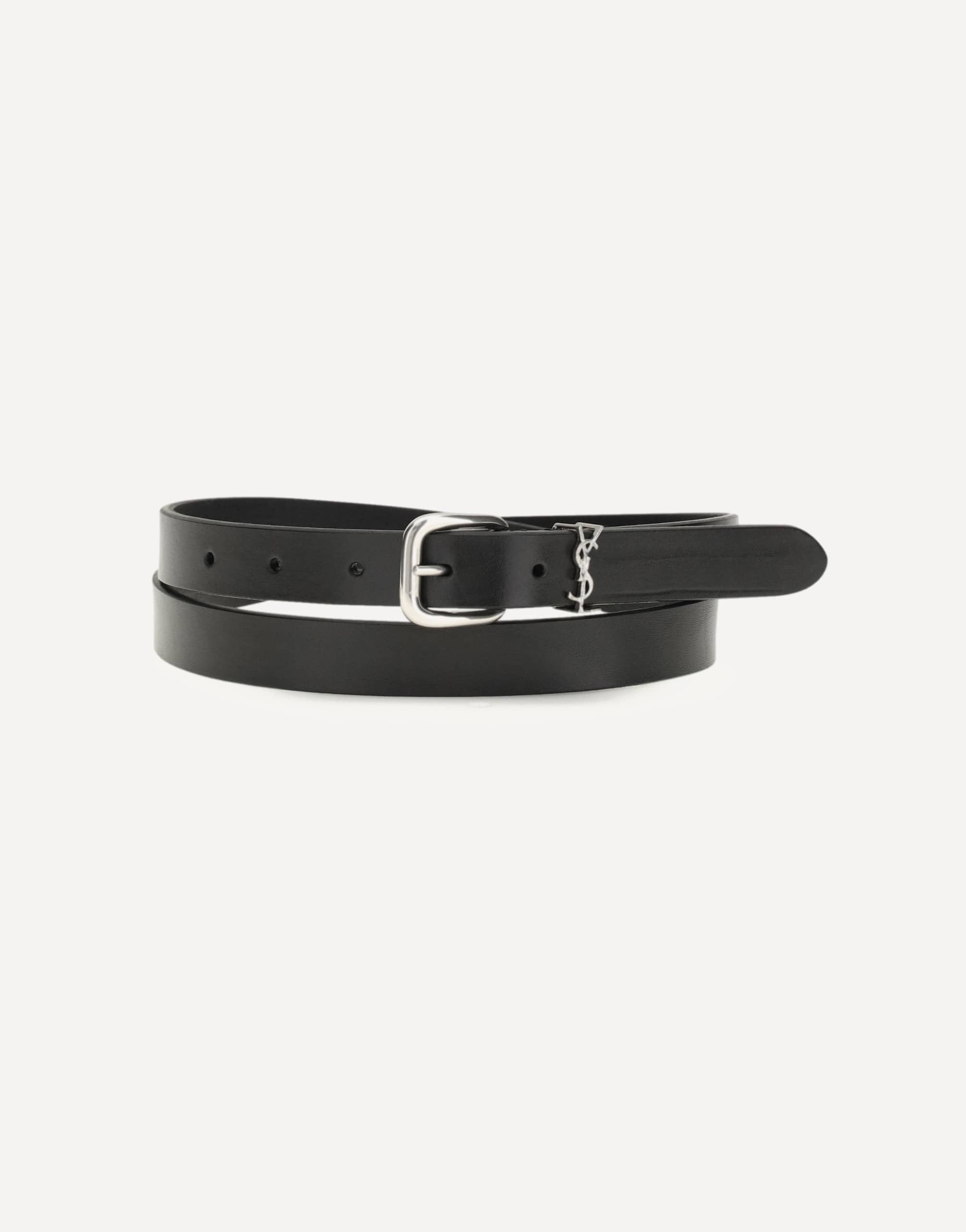 Saint Laurent Cassandre Belt With Silver Buckle