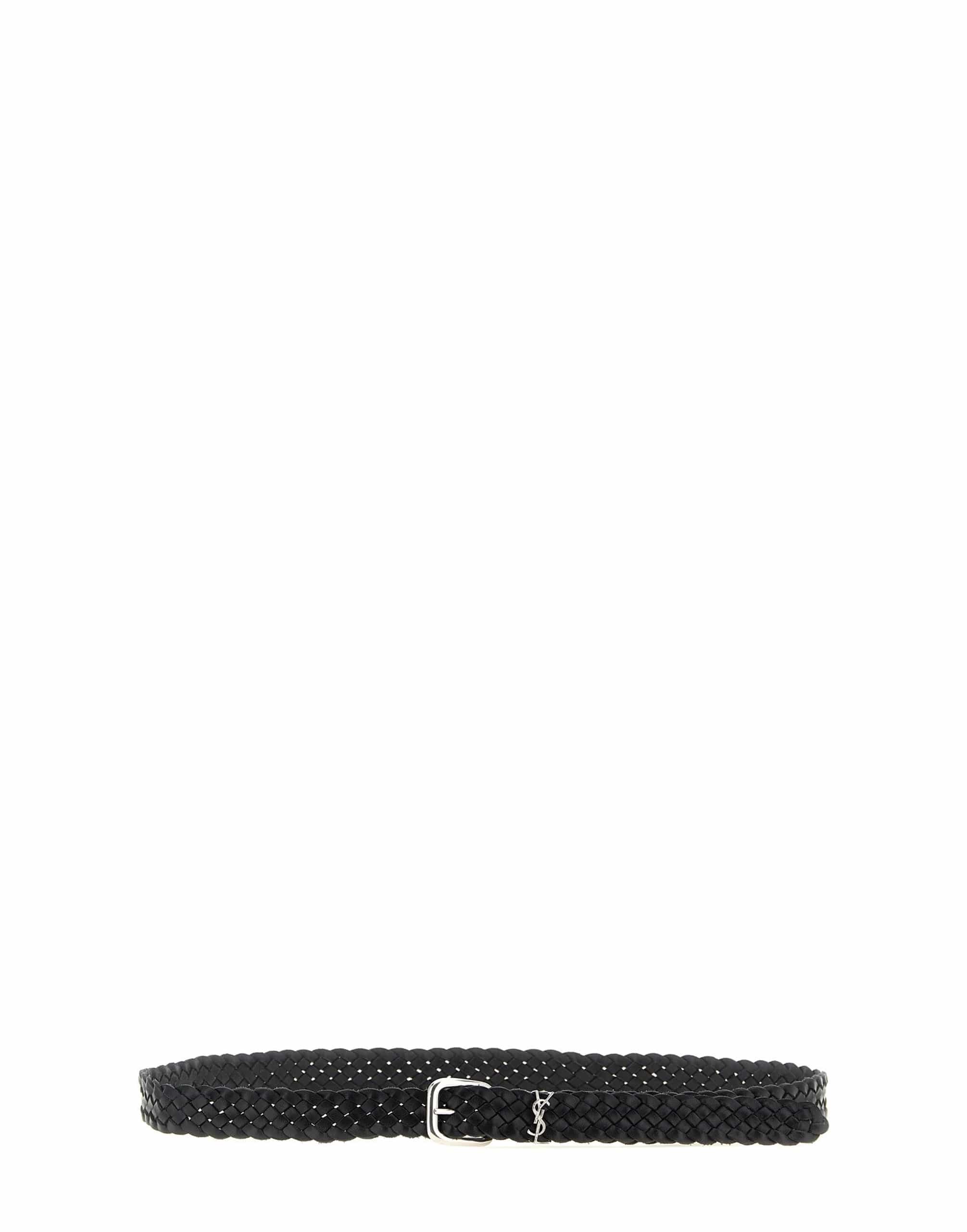 Saint Laurent Saint Laurent Cassandre Braided Leather Belt
