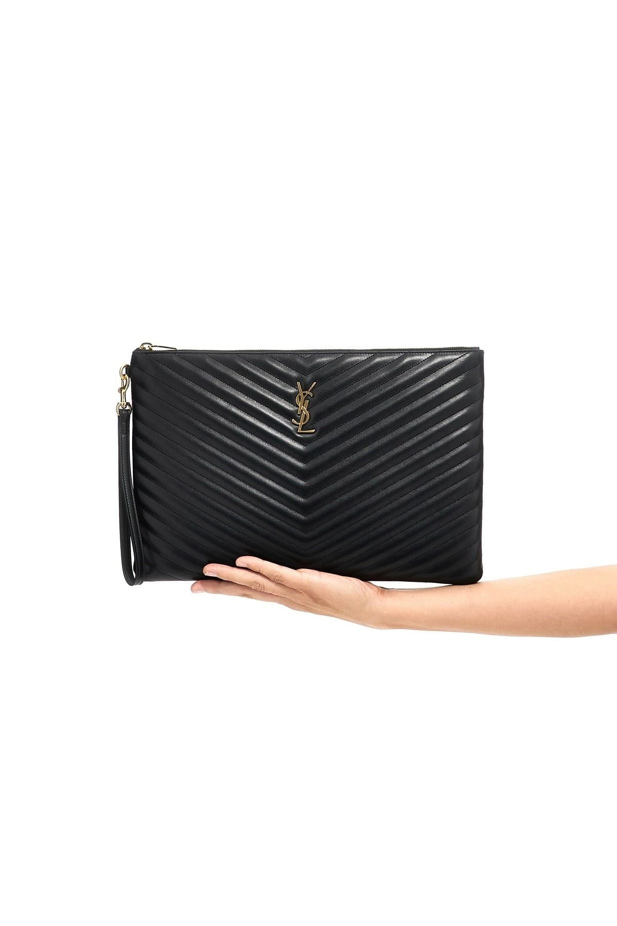 Saint Laurent Saint Laurent Cassandre Quilted Leather Clutch
