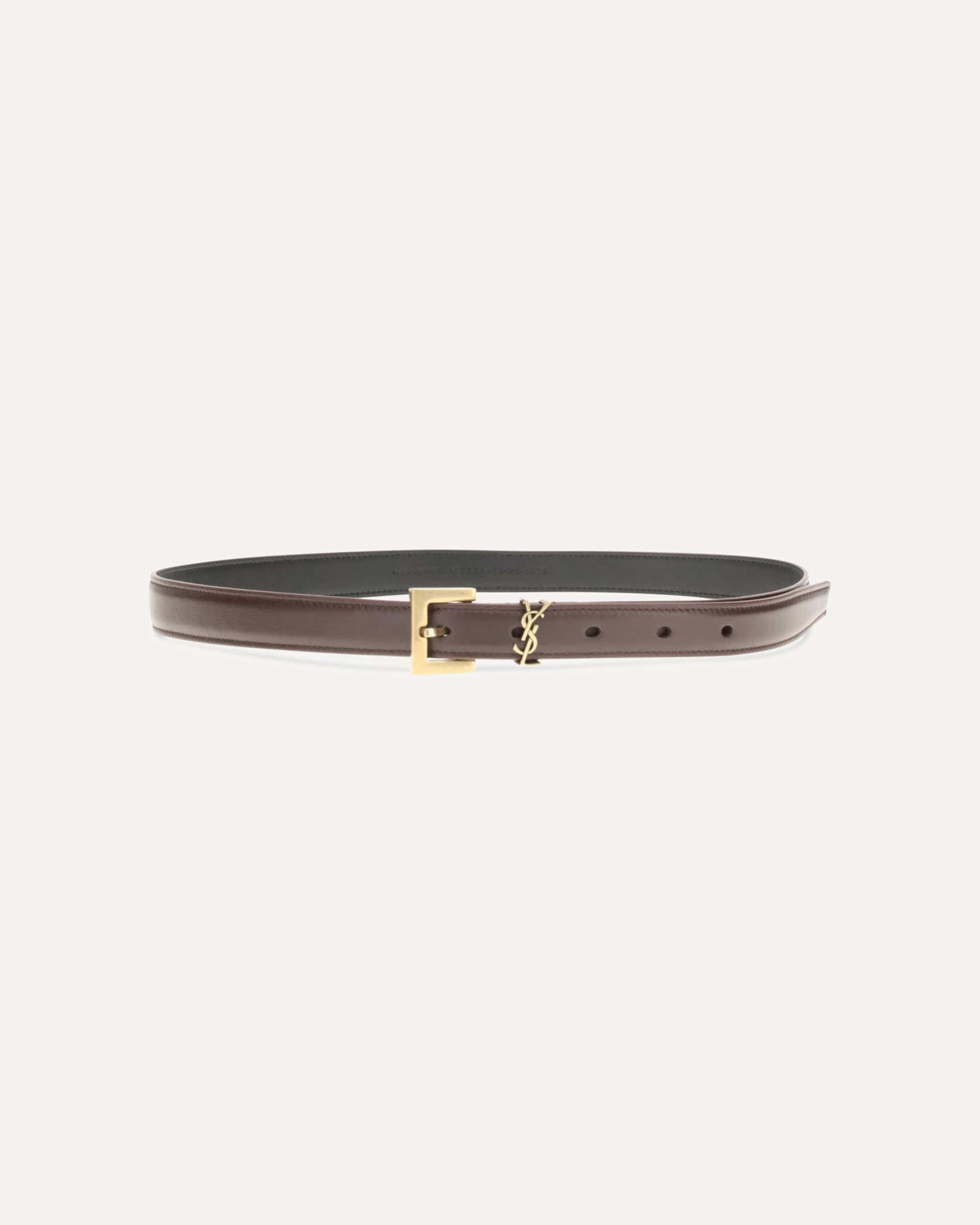 Saint Laurent Cassandre Slim Leather Belt - alternate view
