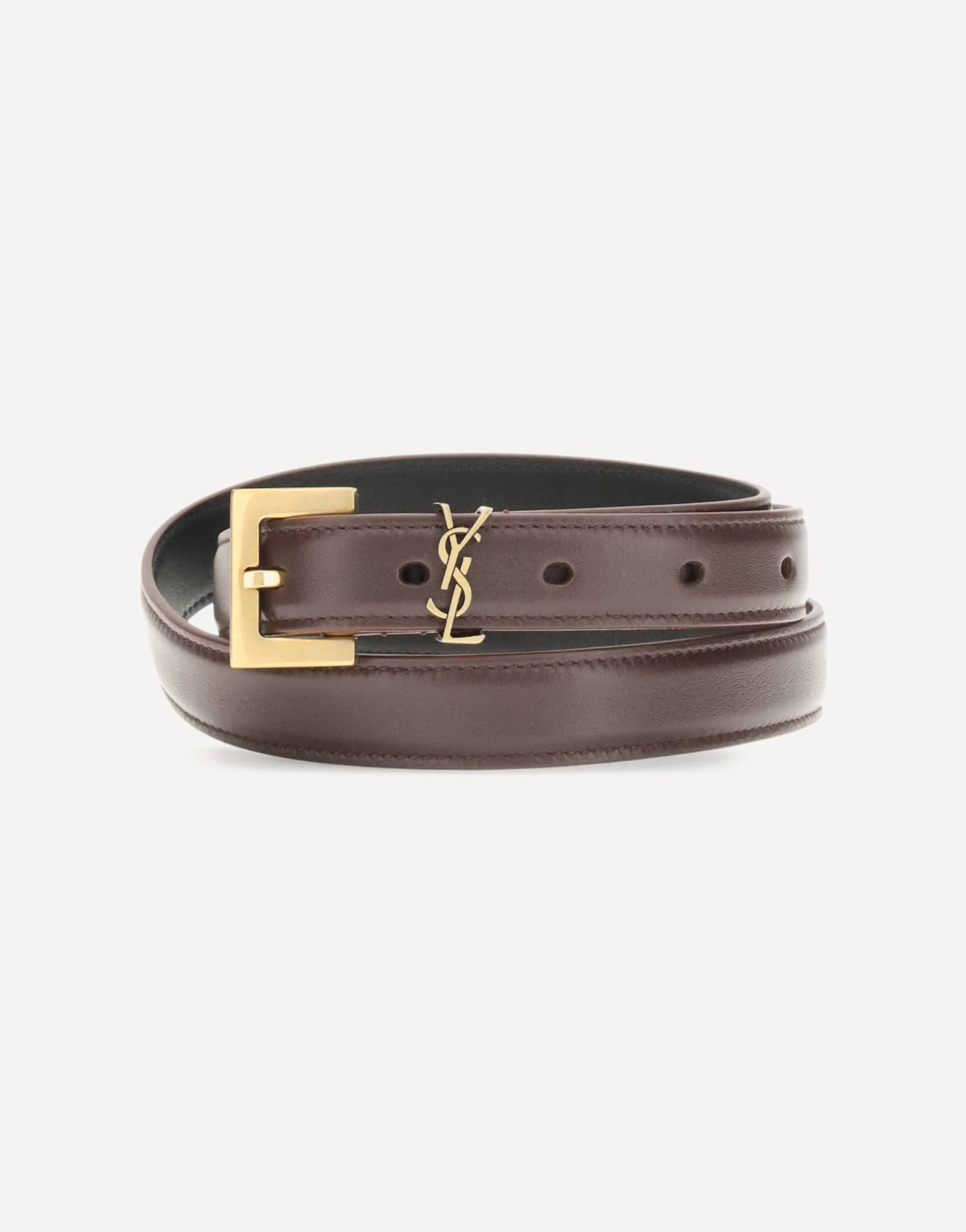 Saint Laurent Cassandre Slim Leather Belt