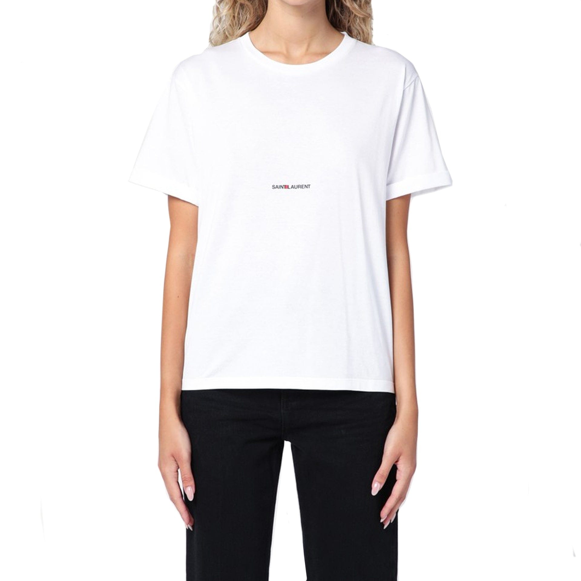 Saint Laurent Cotton Logo T-Shirt With Round Neck - alternate view