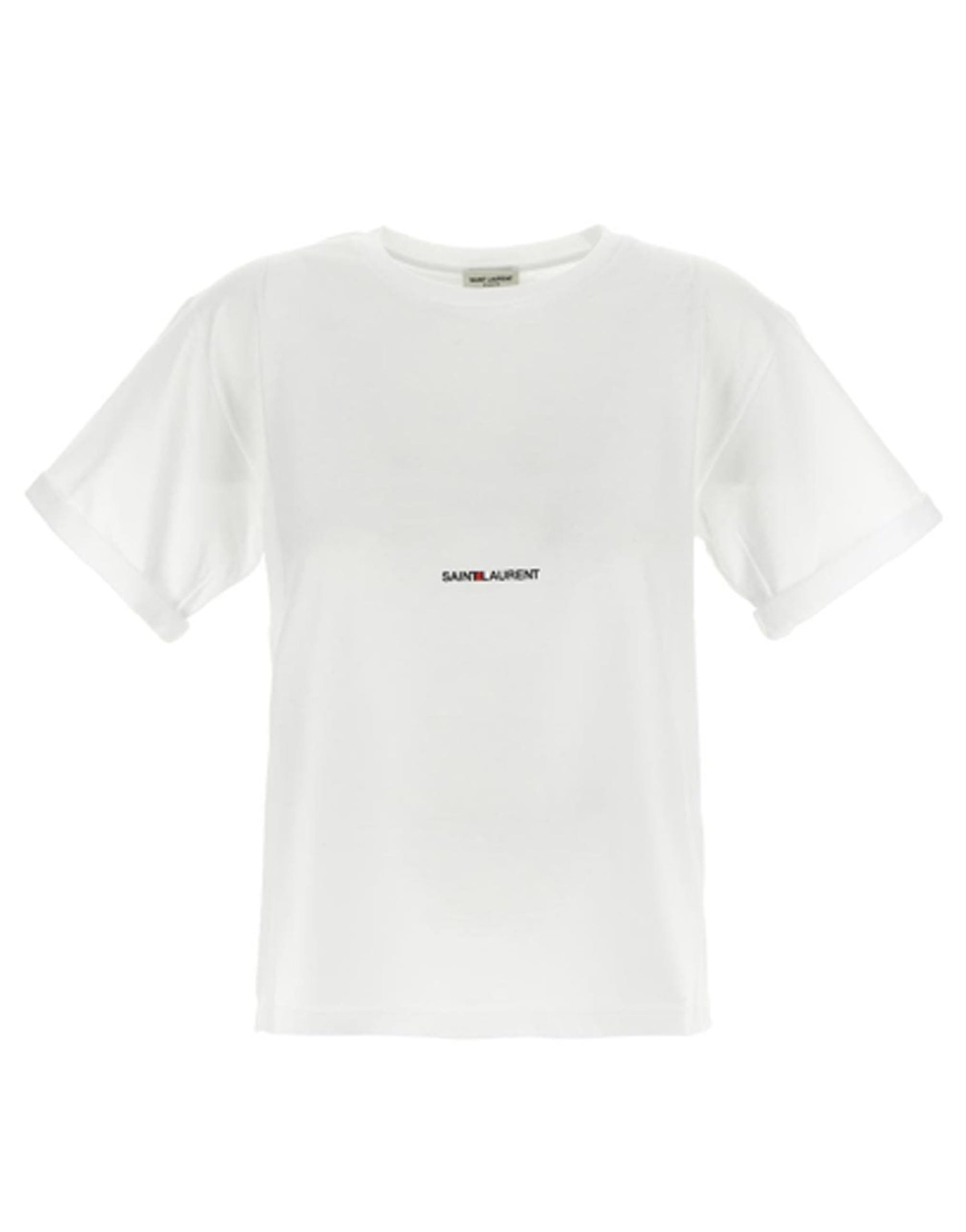 Saint Laurent Cotton Logo T-Shirt With Round Neck