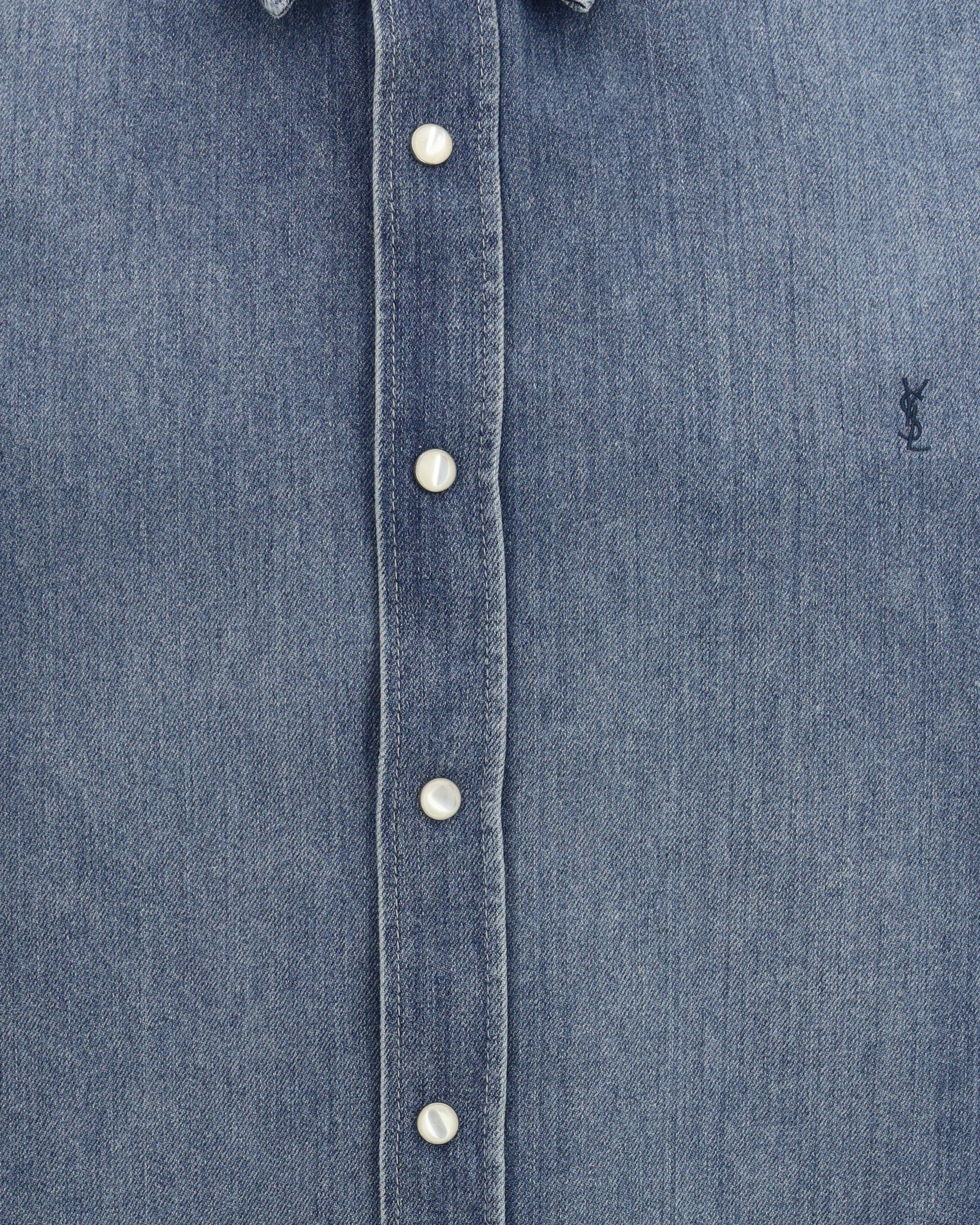 Saint Laurent Denim Shirt With Pointed Collar