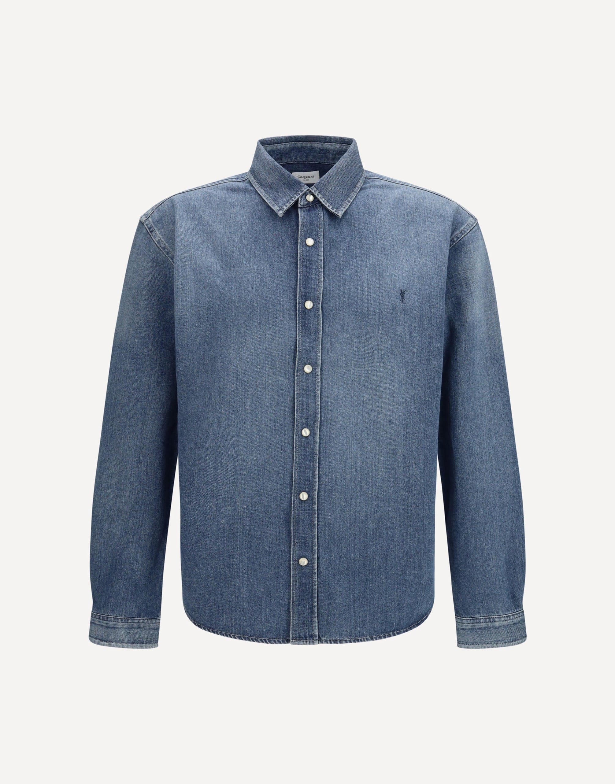 Saint Laurent Denim Shirt With Pointed Collar