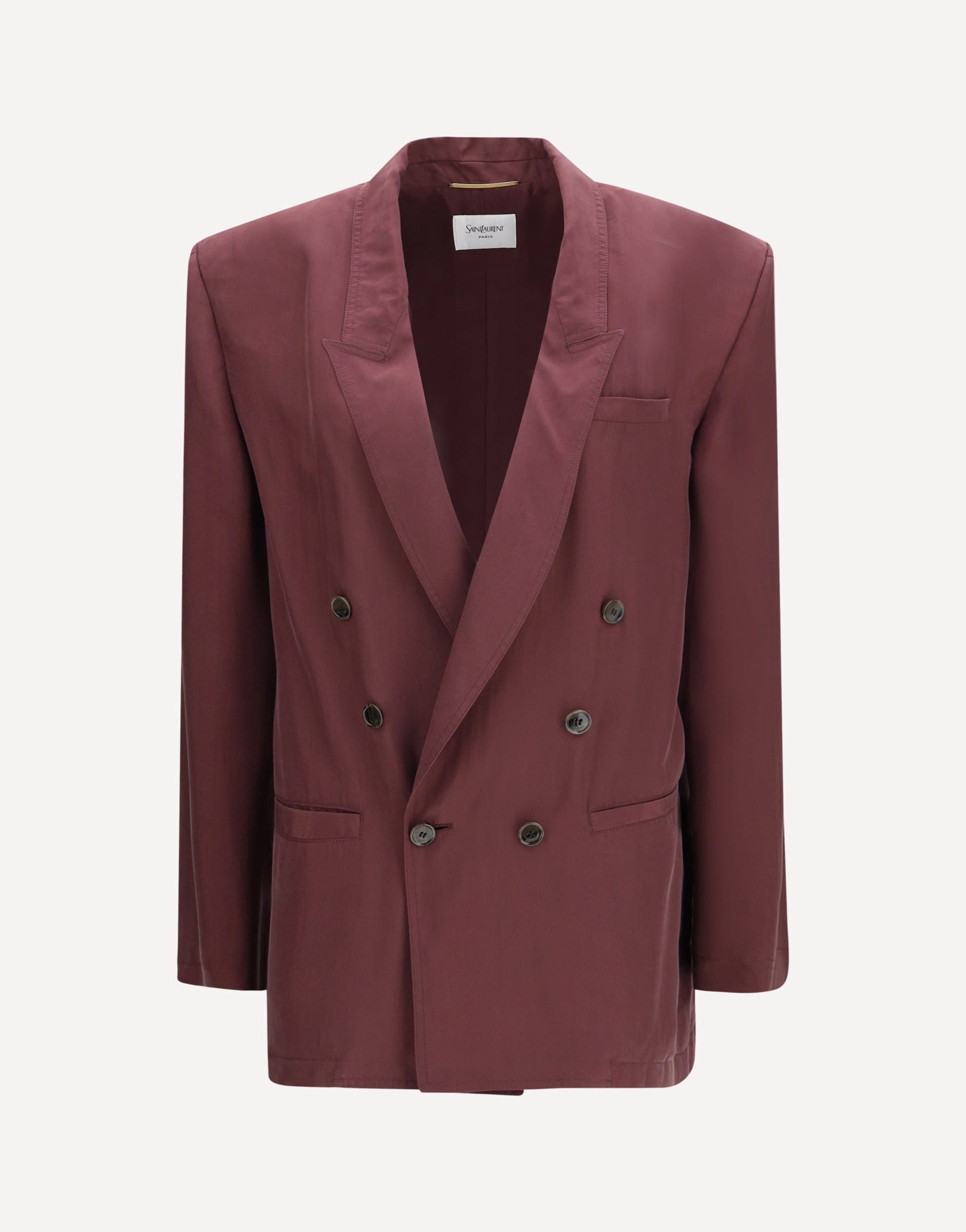 Saint Laurent Double-Breasted Fluid Silk Blazer