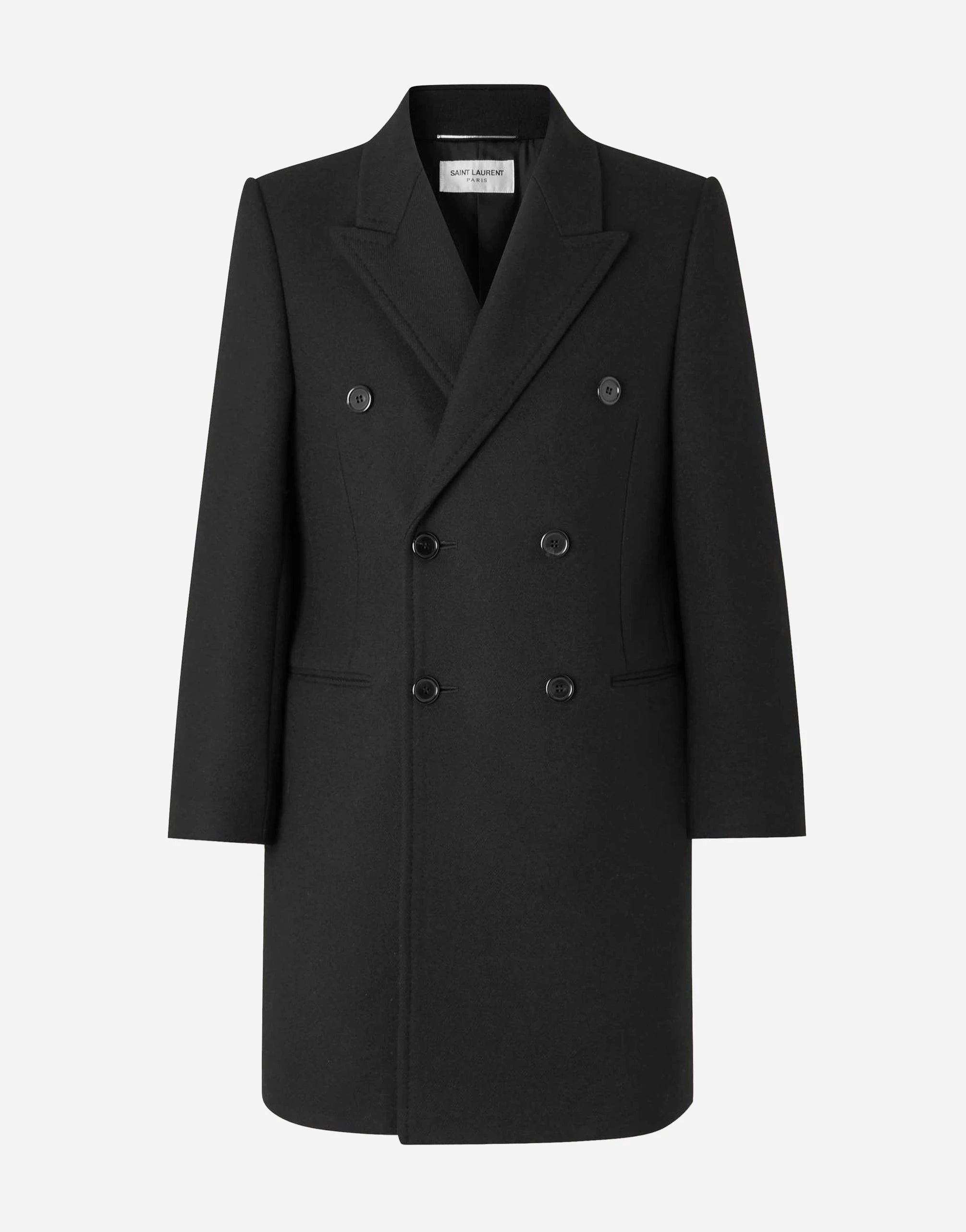 Saint Laurent Double-Breasted Wool Overcoat