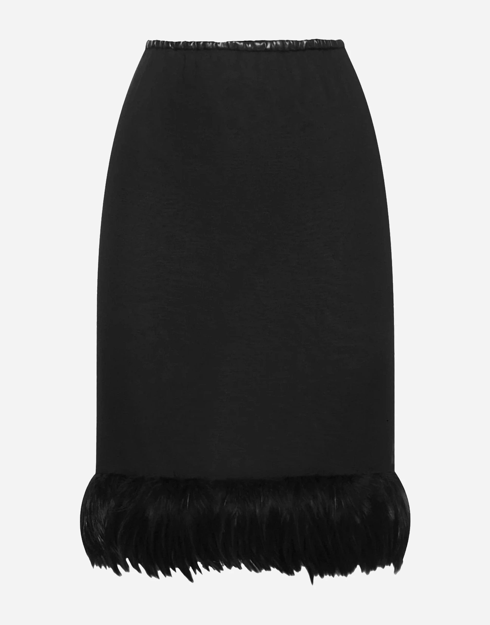 Saint Laurent Feathers Trim Silk Skirt