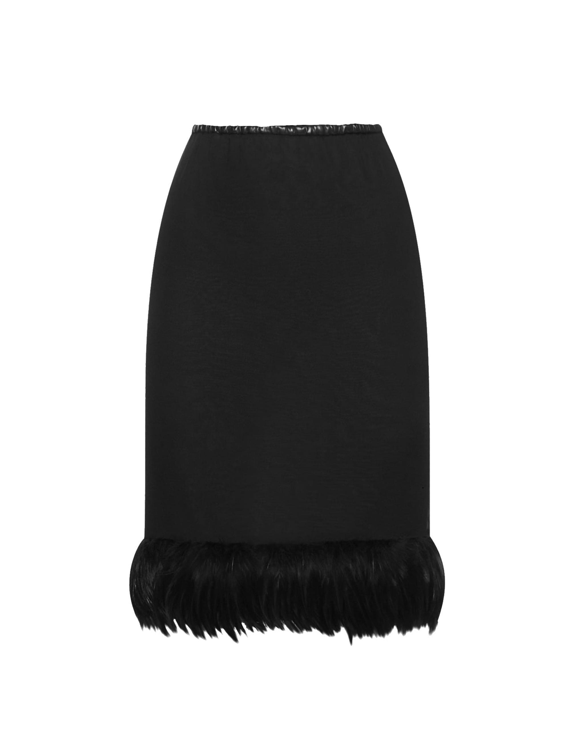Saint Laurent Feathers Trim Silk Skirt