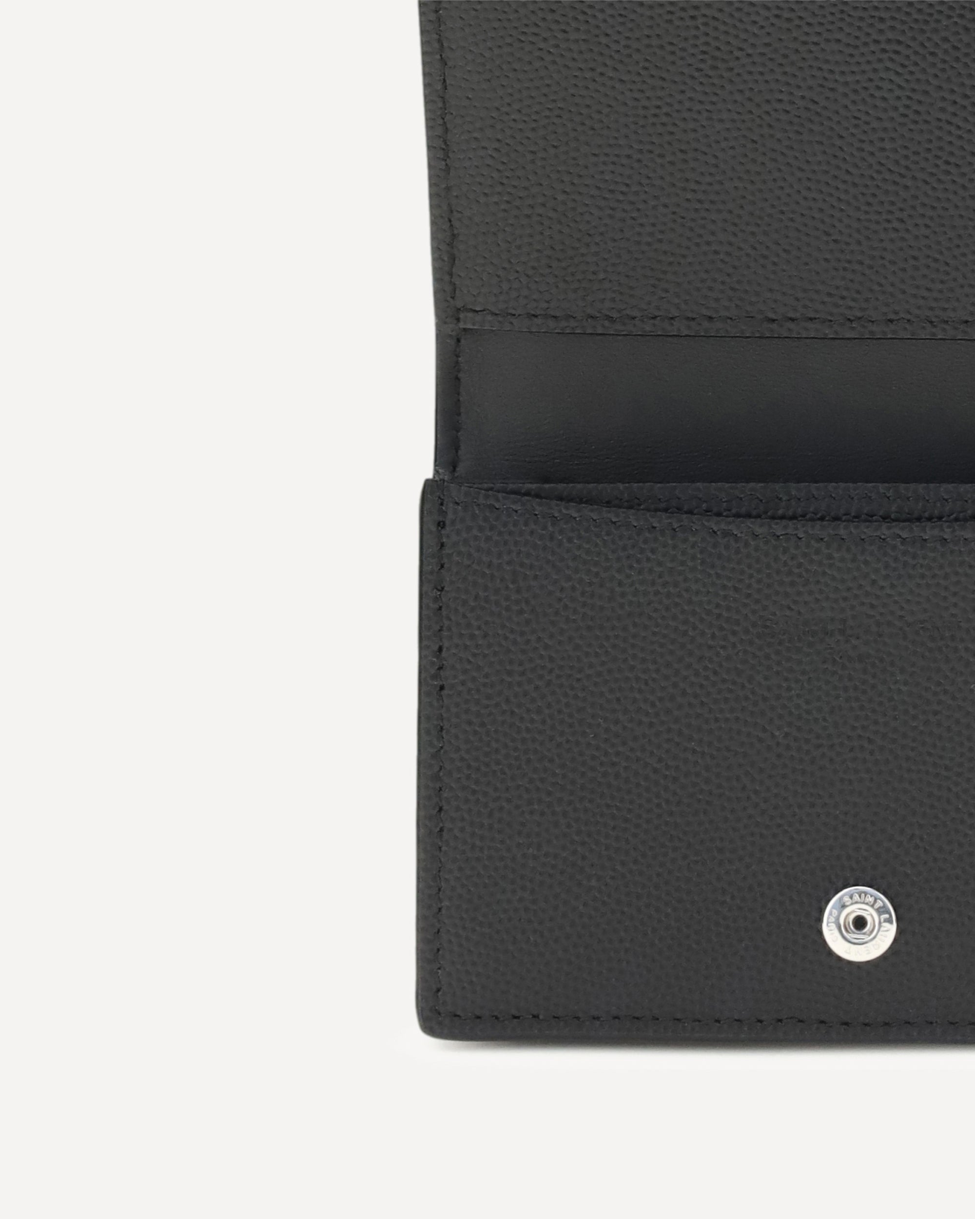 Saint Laurent Grain De Poudre Leather Business Card Holder