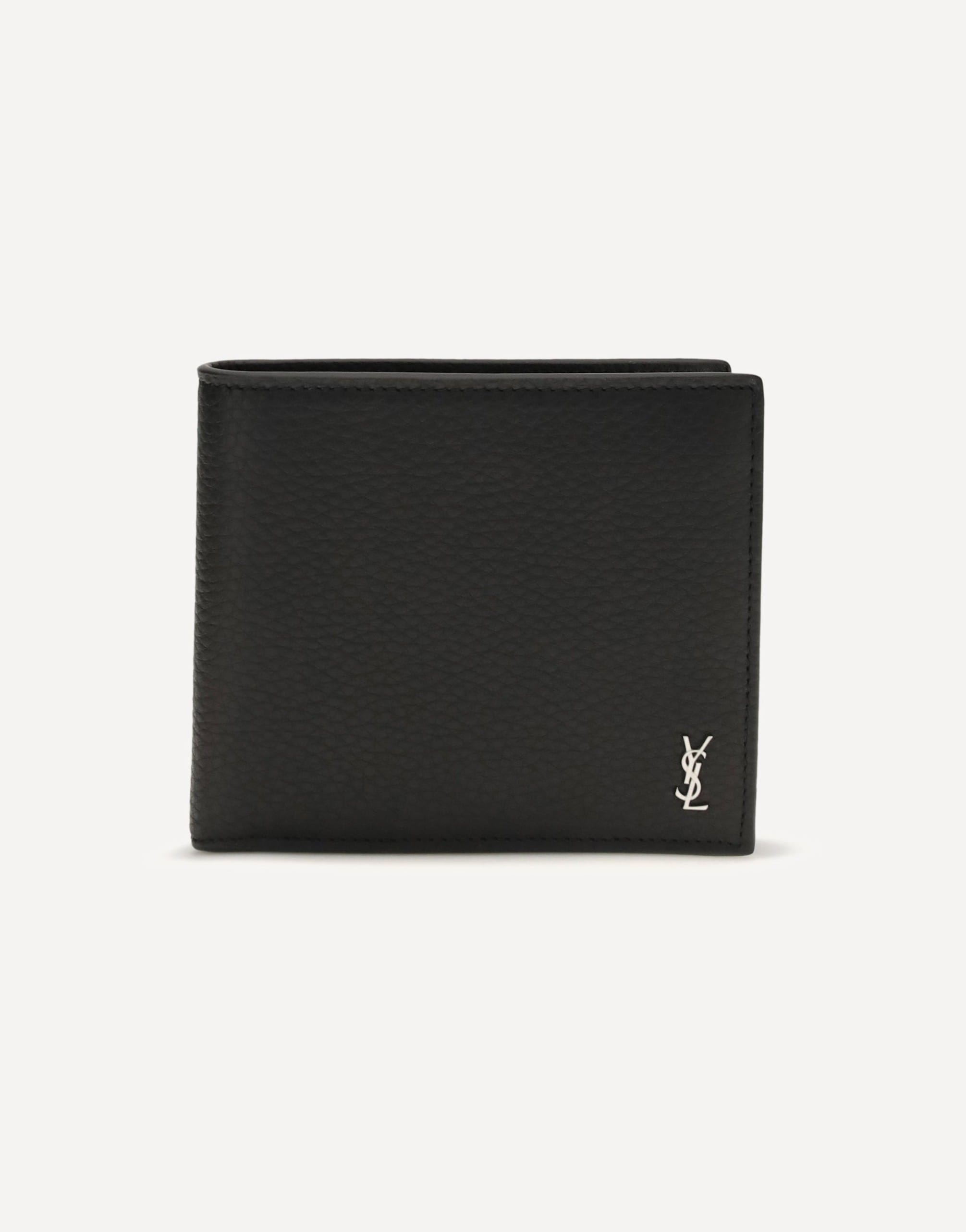 Saint Laurent Grained Leather Wallet With Monogram