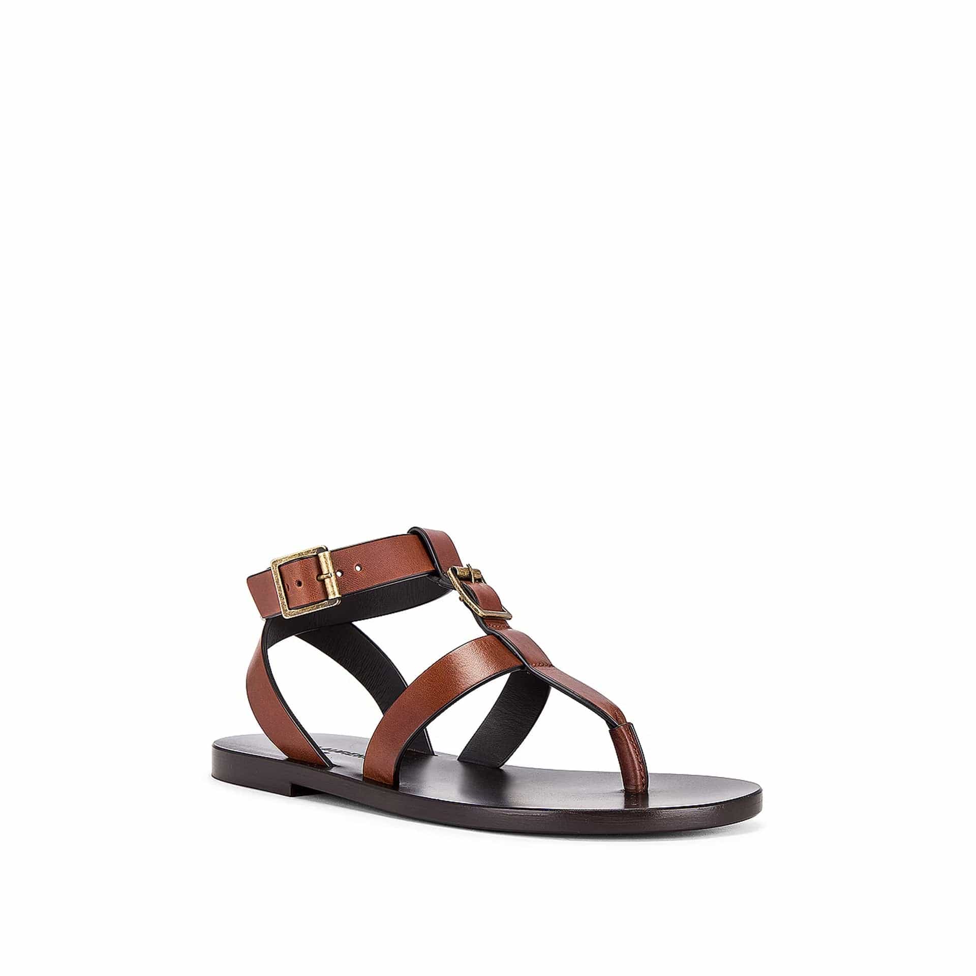 Saint Laurent Hardy Leather Sandals With Buckle