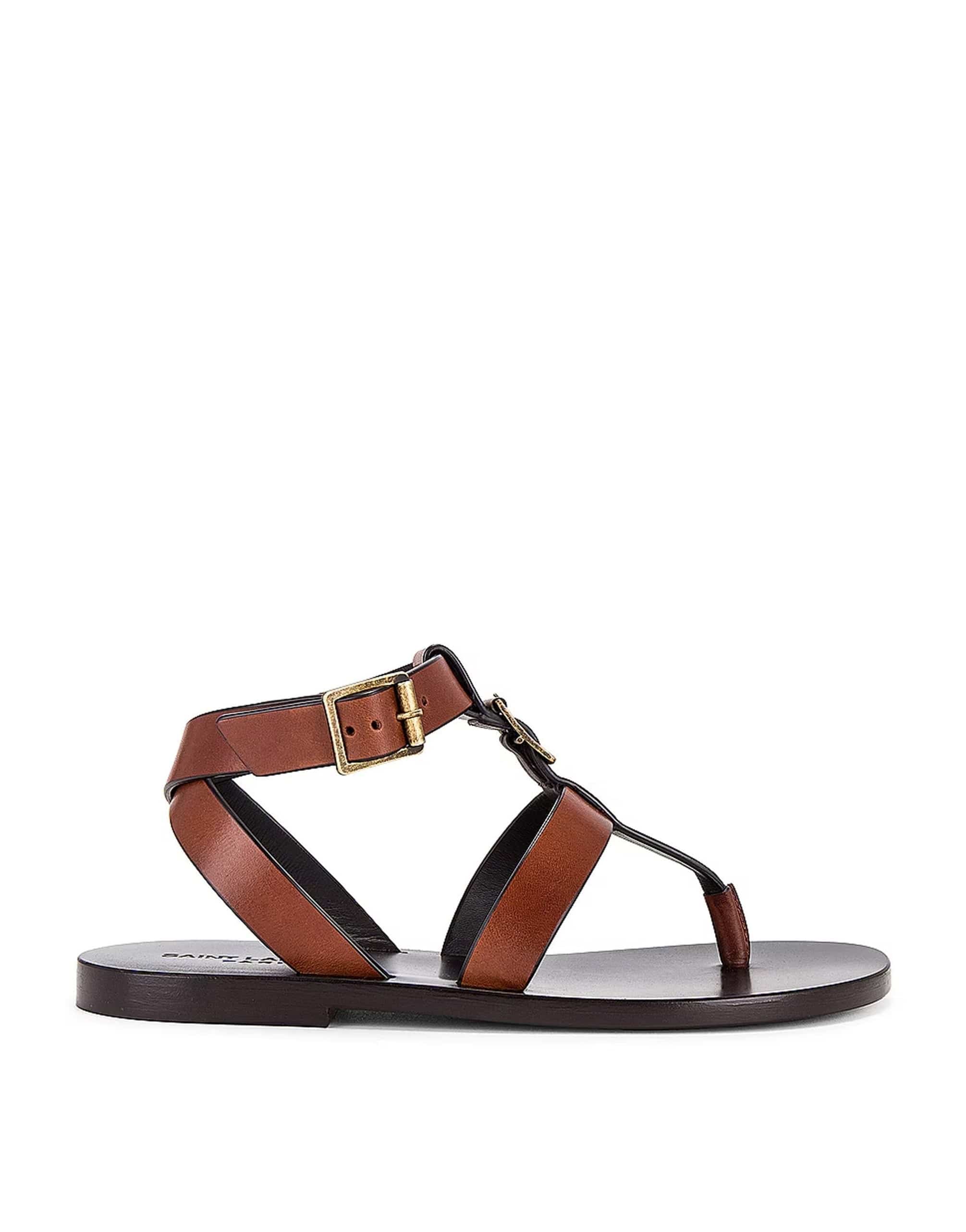 Saint Laurent Hardy Leather Sandals With Buckle