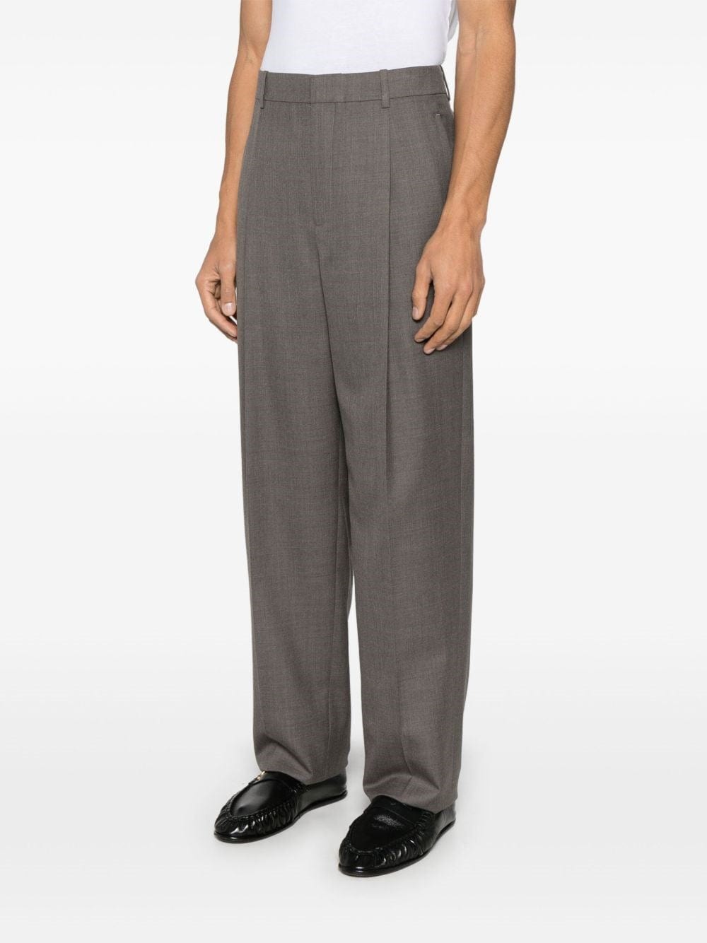 Saint Laurent High-Waisted Chiné Wool Trousers