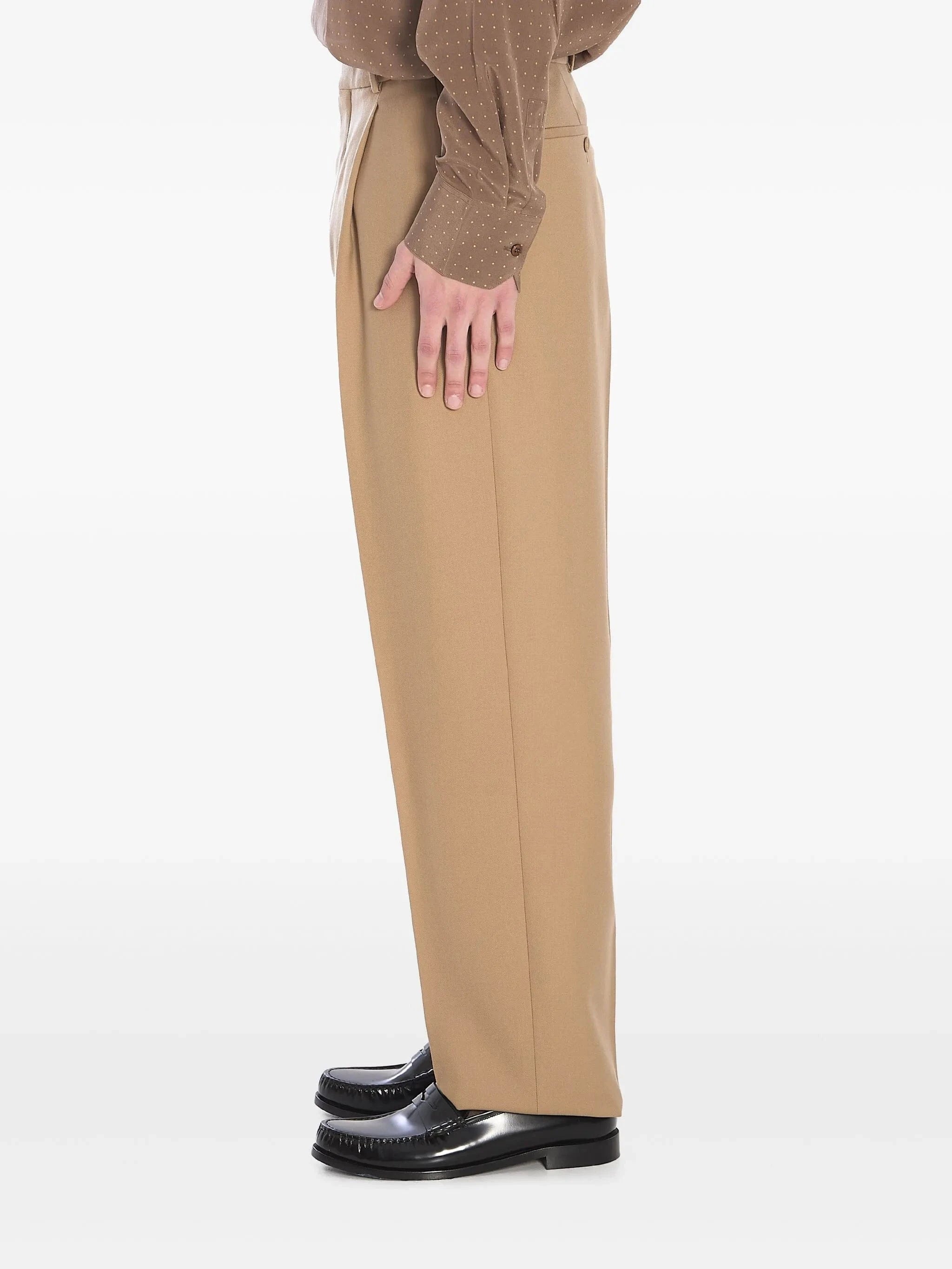 Saint Laurent High-Waisted Gabardine Wool Trousers