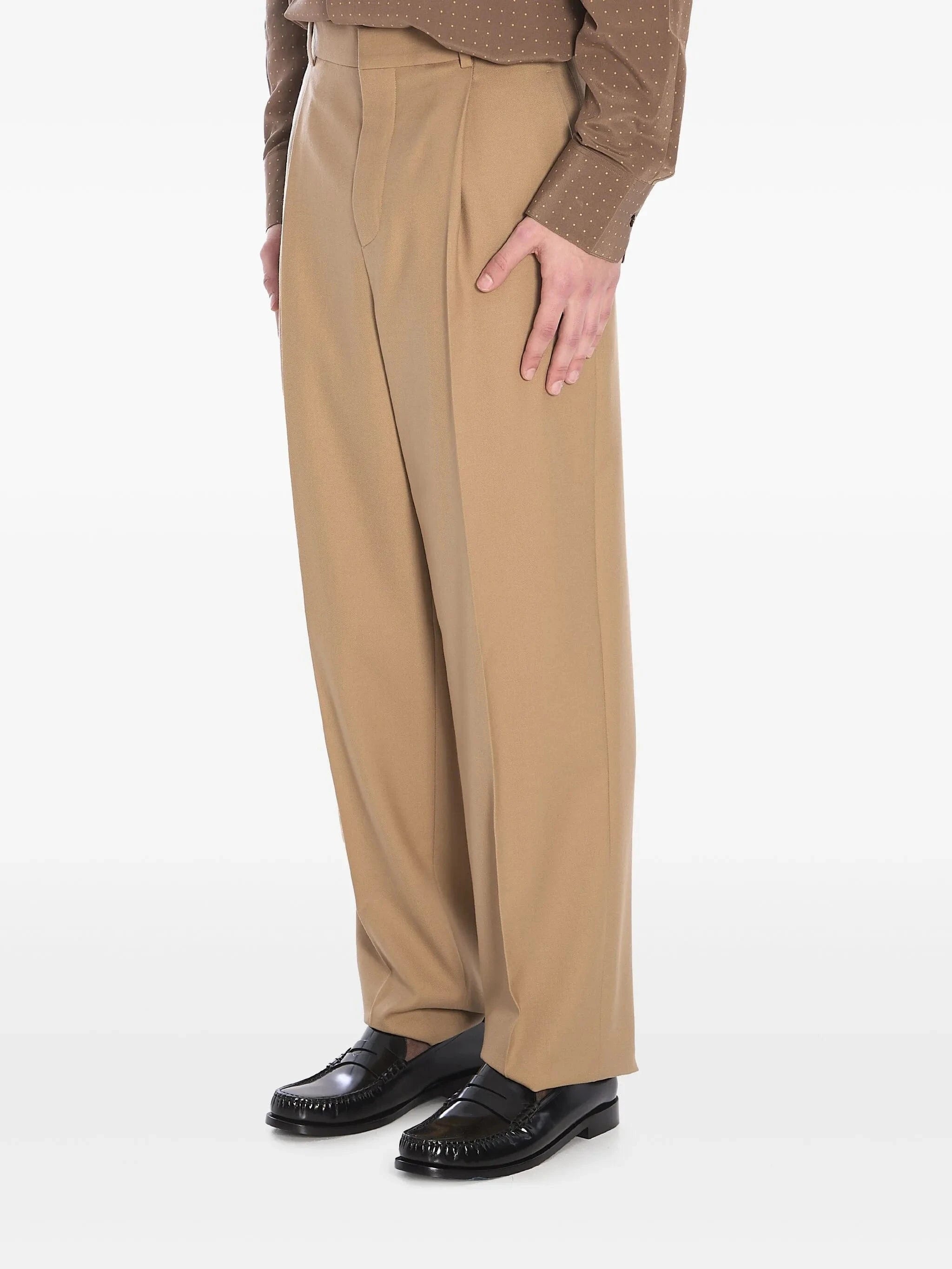 Saint Laurent High-Waisted Gabardine Wool Trousers