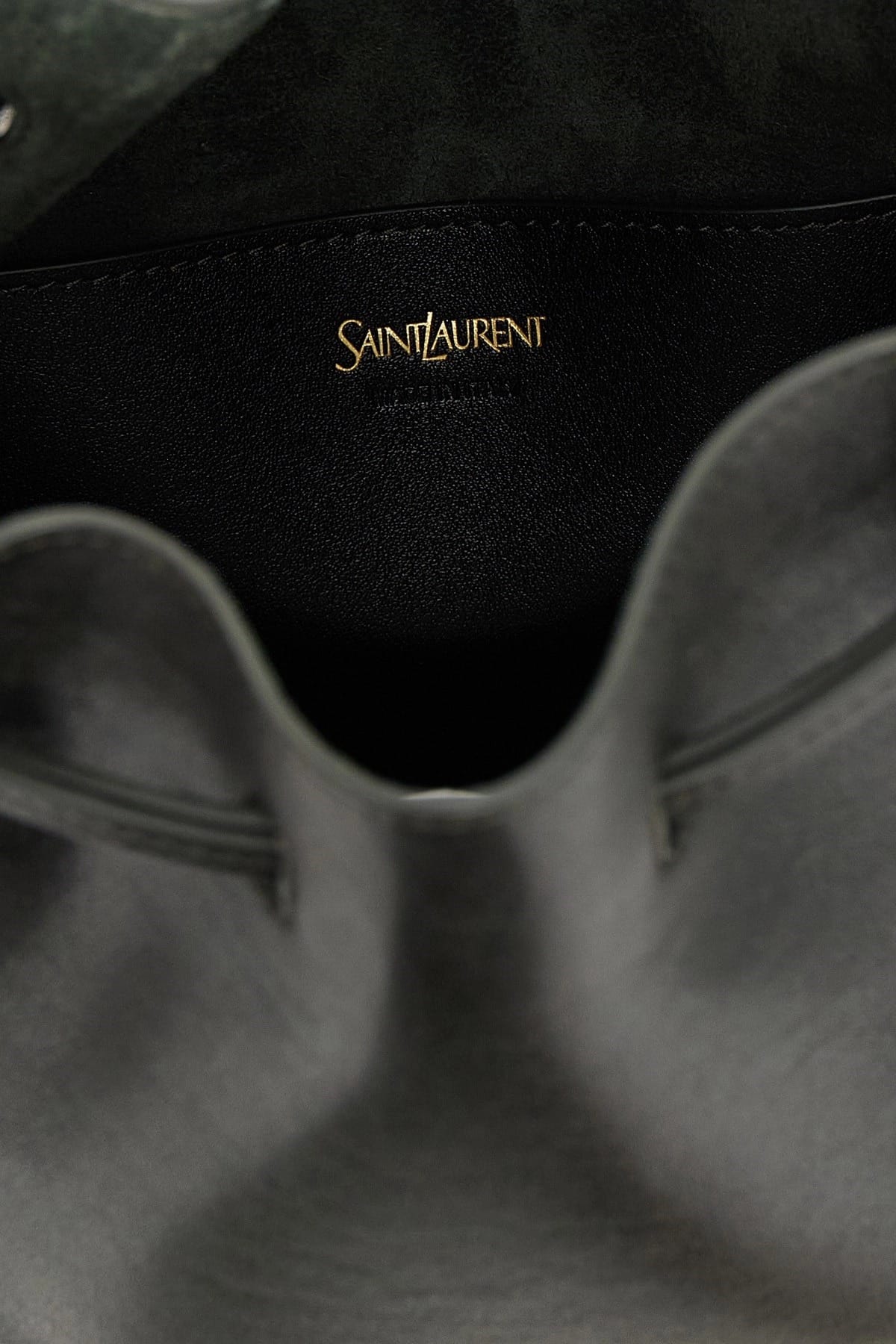 Saint Laurent Saint Laurent Large Green Leather Bucket Bag