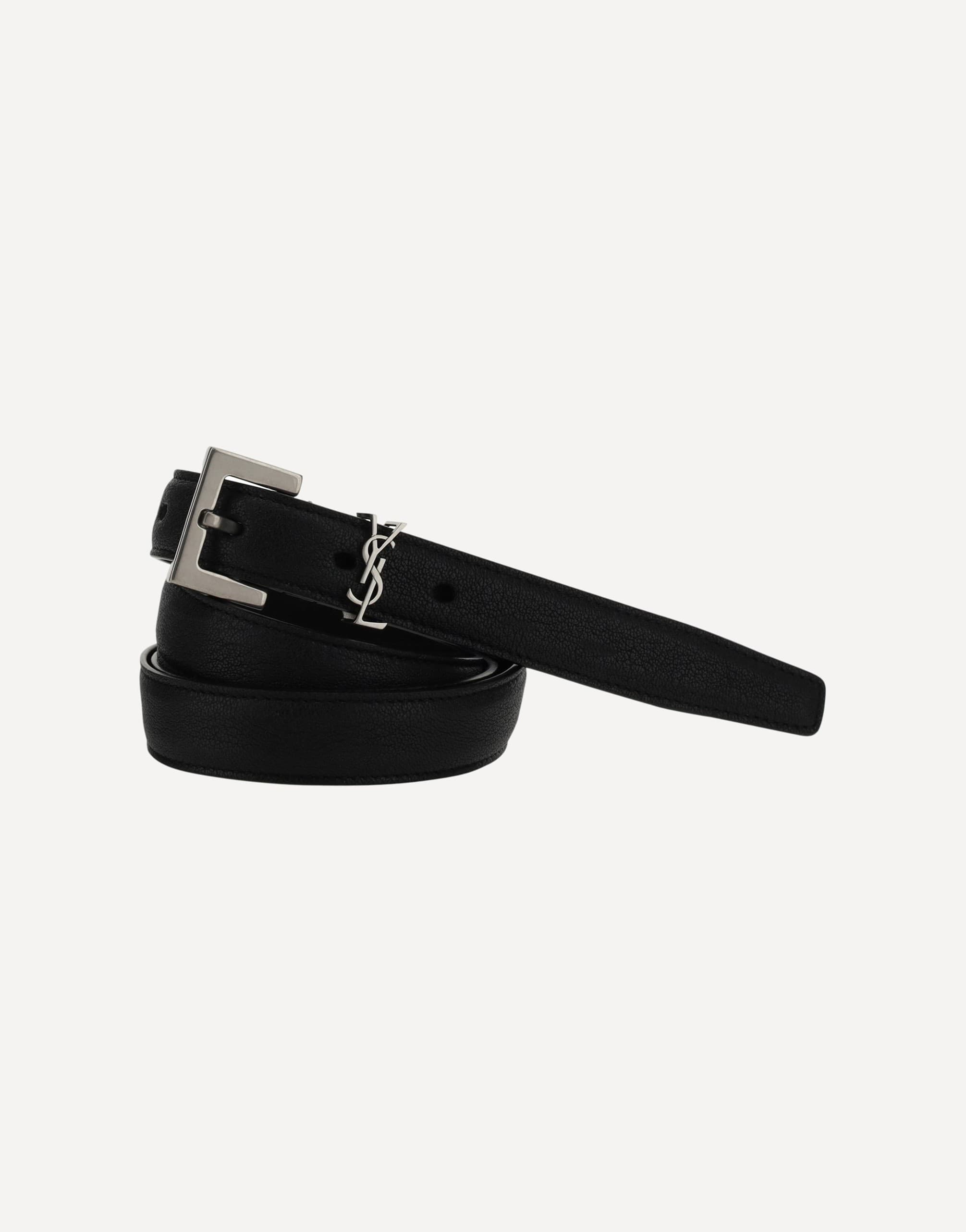 Saint Laurent Leather Belt With Rectangular Buckle