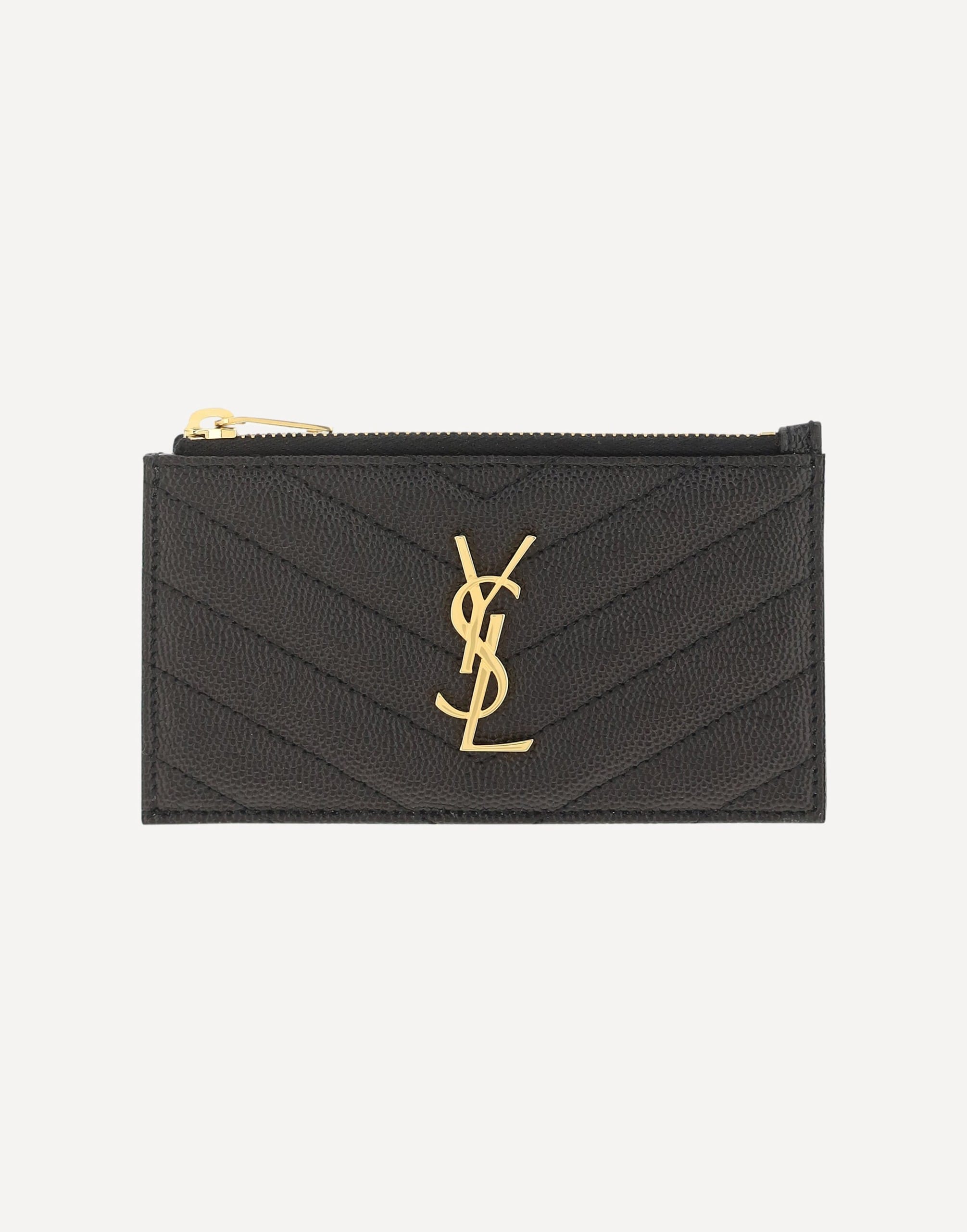 Saint Laurent Leather Cardholder With Zip Closure