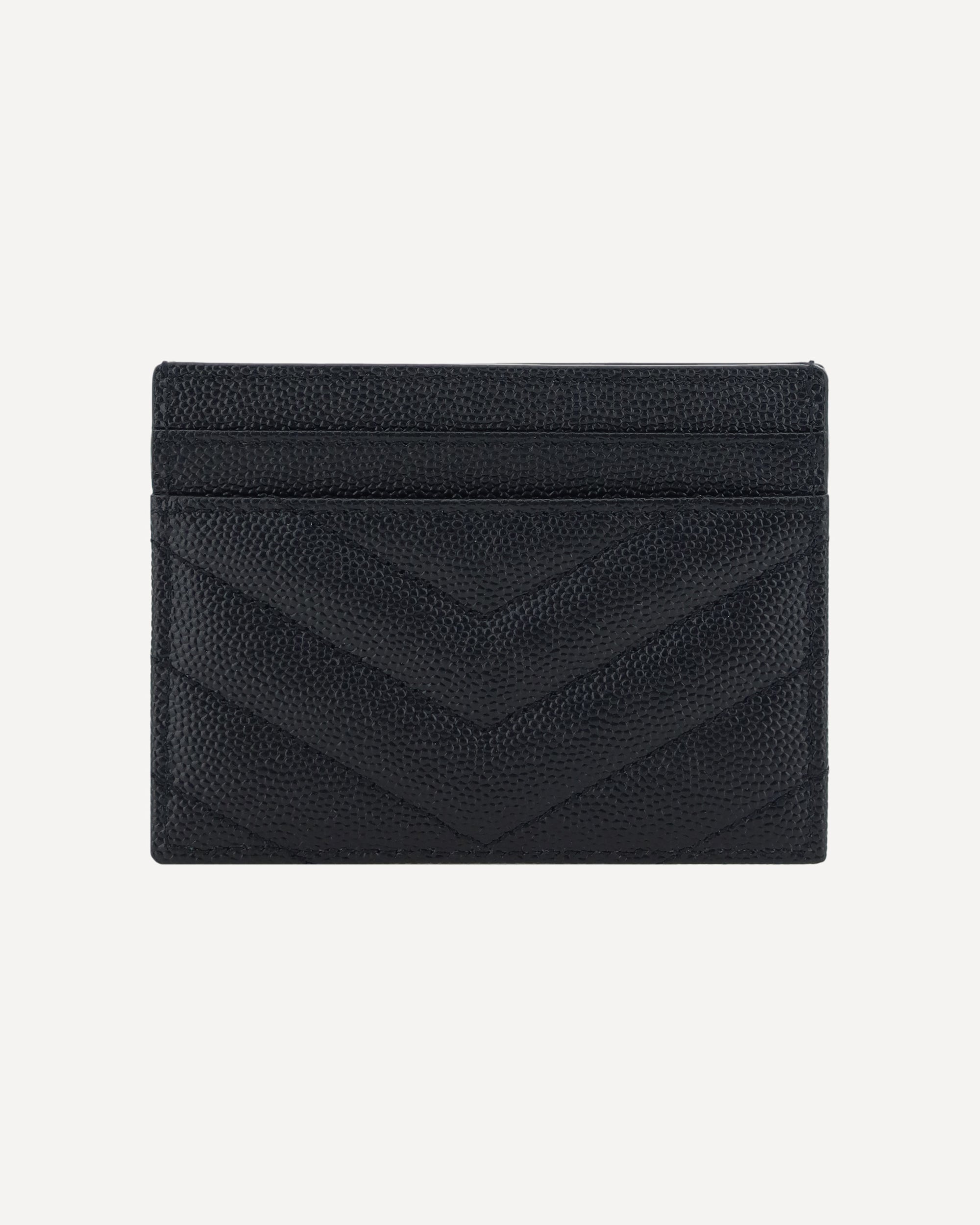 Saint Laurent Leather Matelassé Cardholder With Logo Plaque