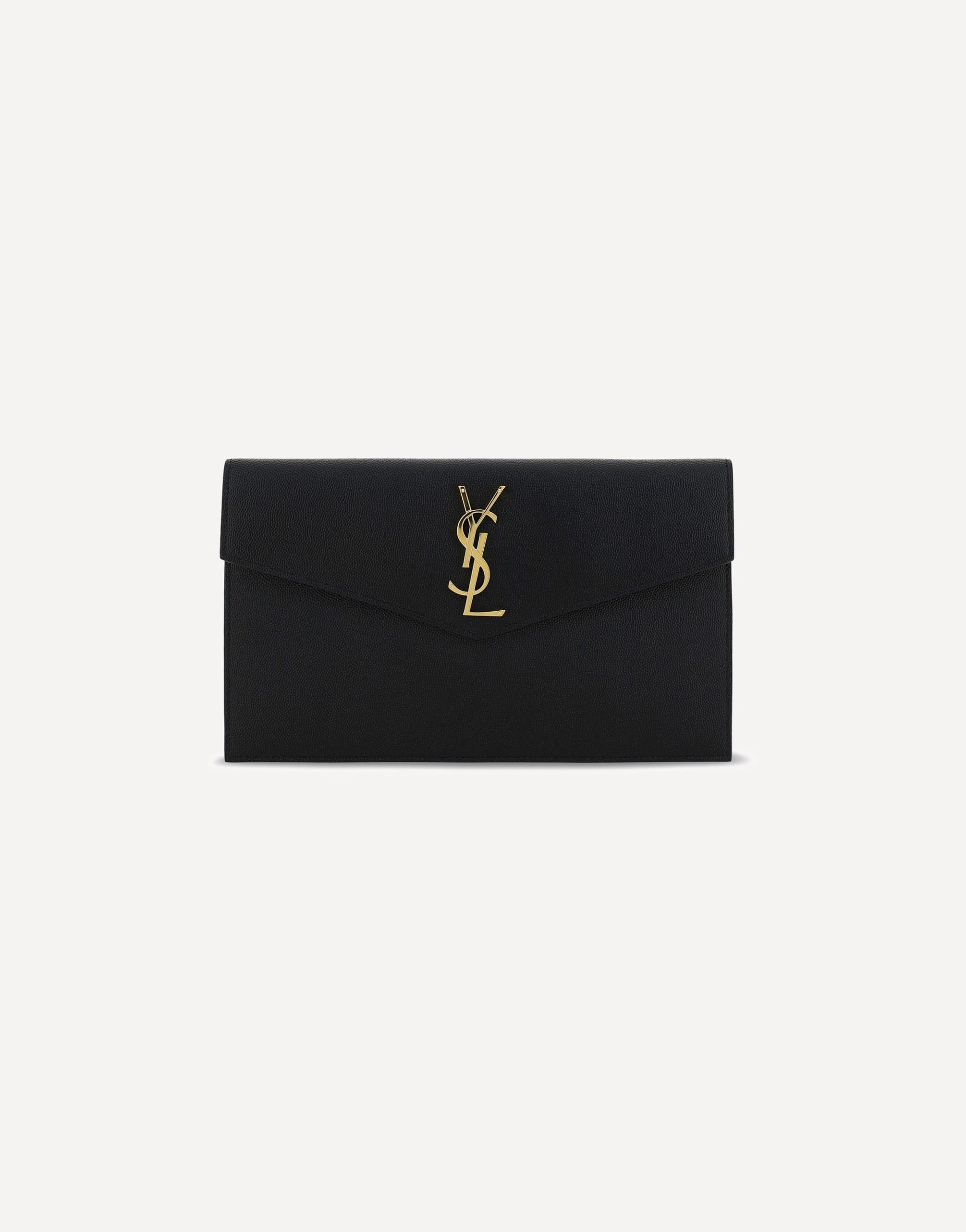 Saint Laurent Leather Pochette Magnetic Closure