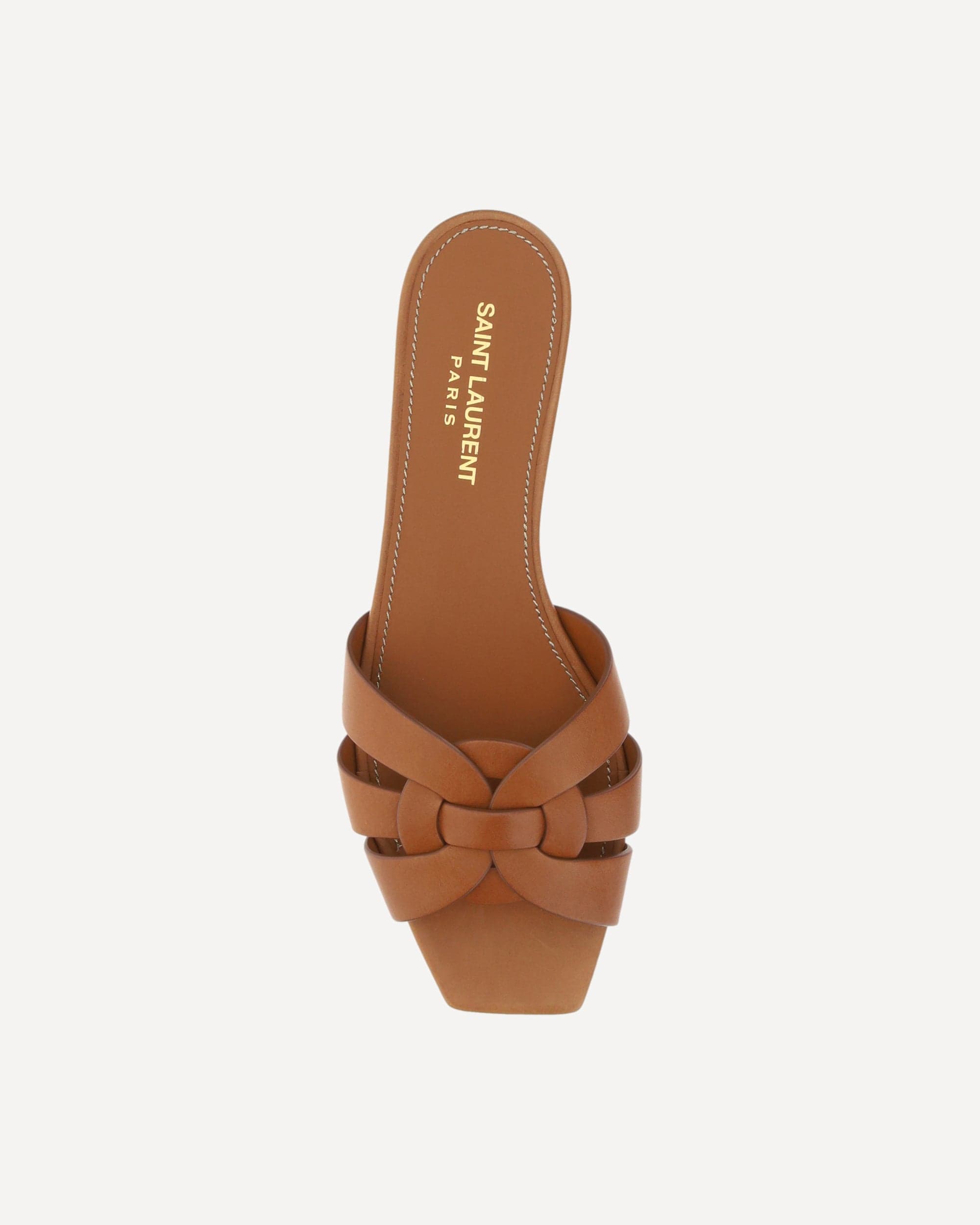 Saint Laurent Leather Sandals With Block Heel