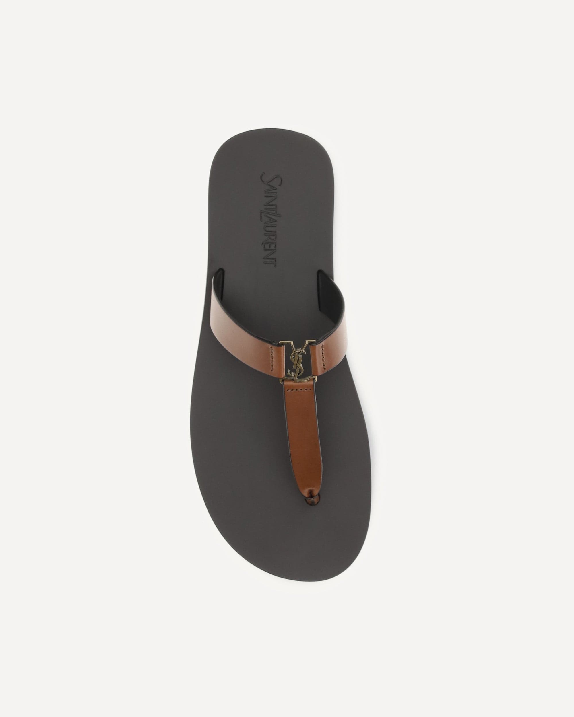 Saint Laurent Leather Thong Sandals Monogram