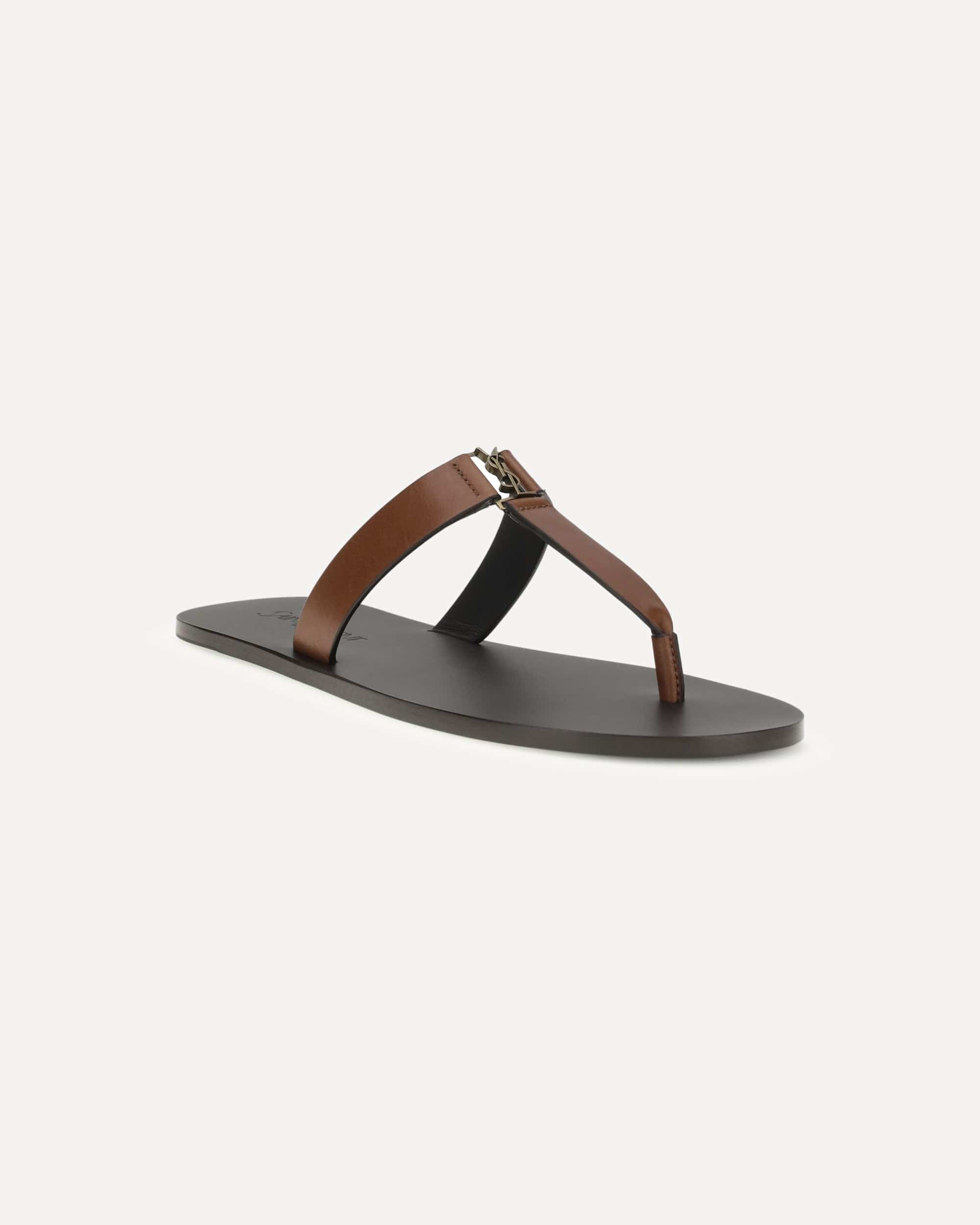 Saint Laurent Leather Thong Sandals Monogram - alternate view