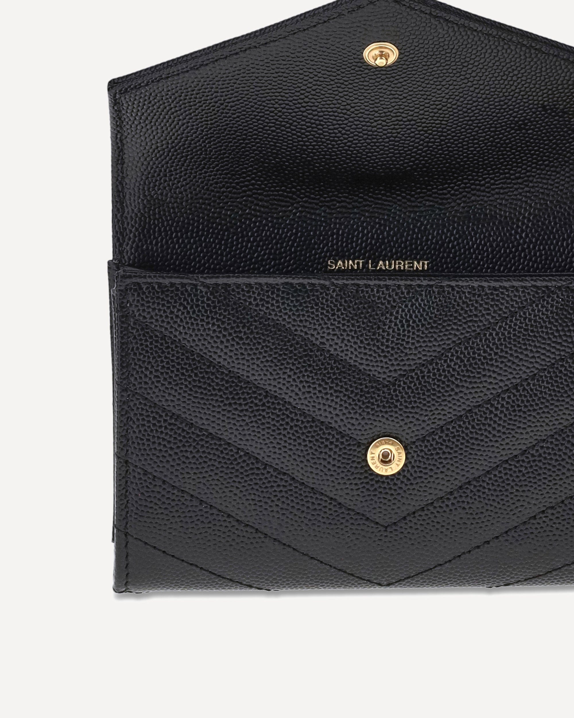 Saint Laurent Leather Wallet With Snap Closure