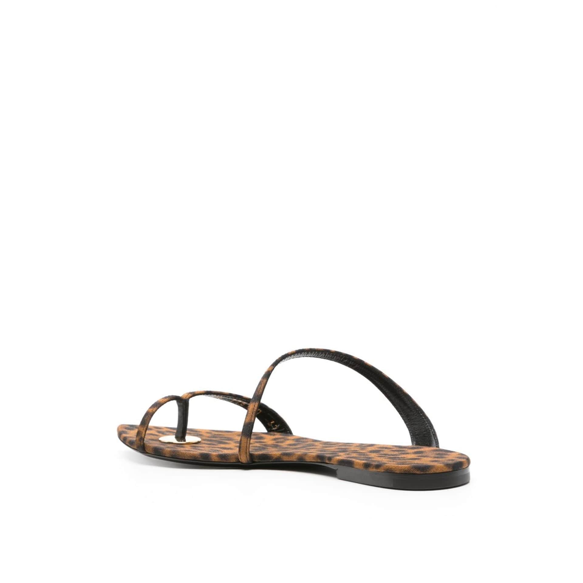 Saint Laurent Leopard Print Flat Thong Sandals