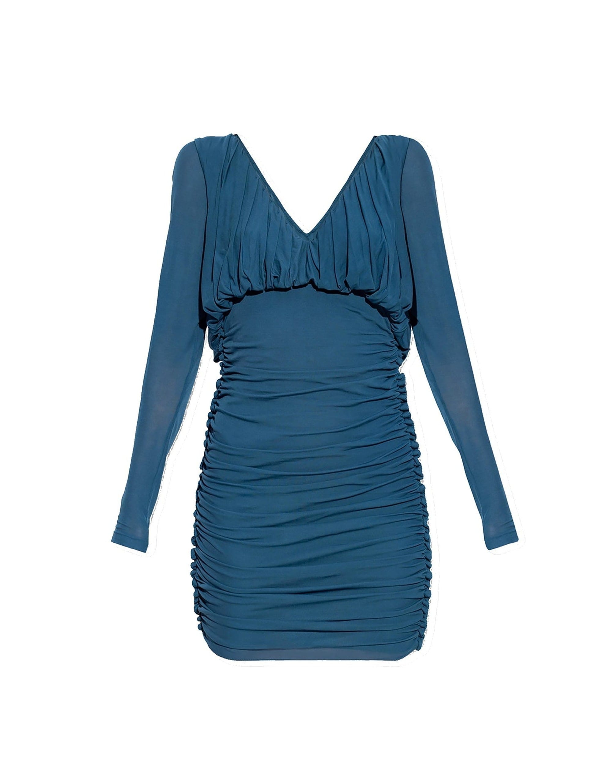 Saint Laurent Long Sleeves Cupro Draped Mini Dress