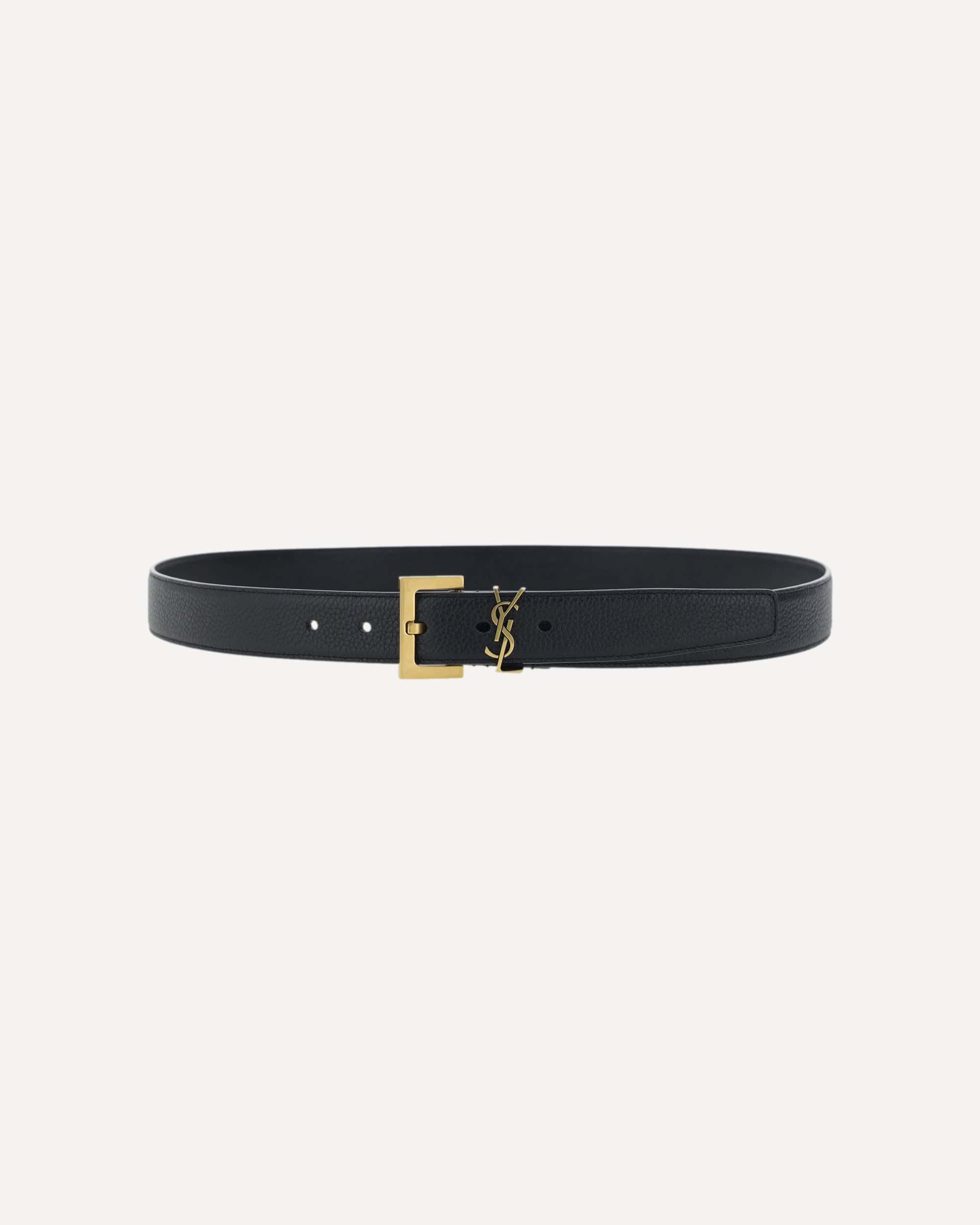 Milo Calfskin Belt With Gold Logo Buckle - alternate view