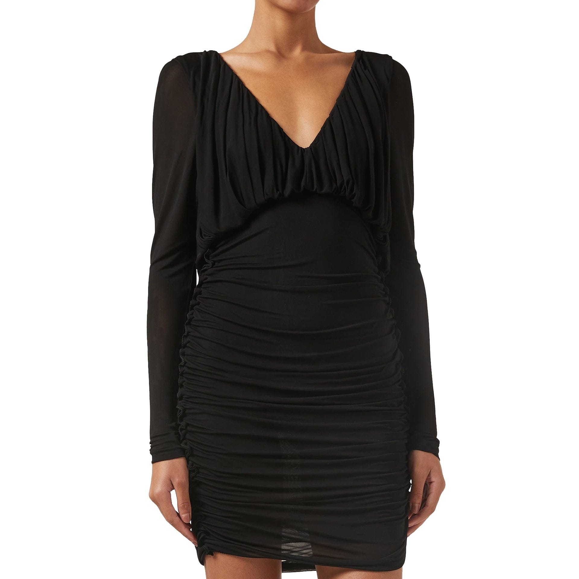 Saint Laurent Mini Draped V-Neck Dress - alternate view