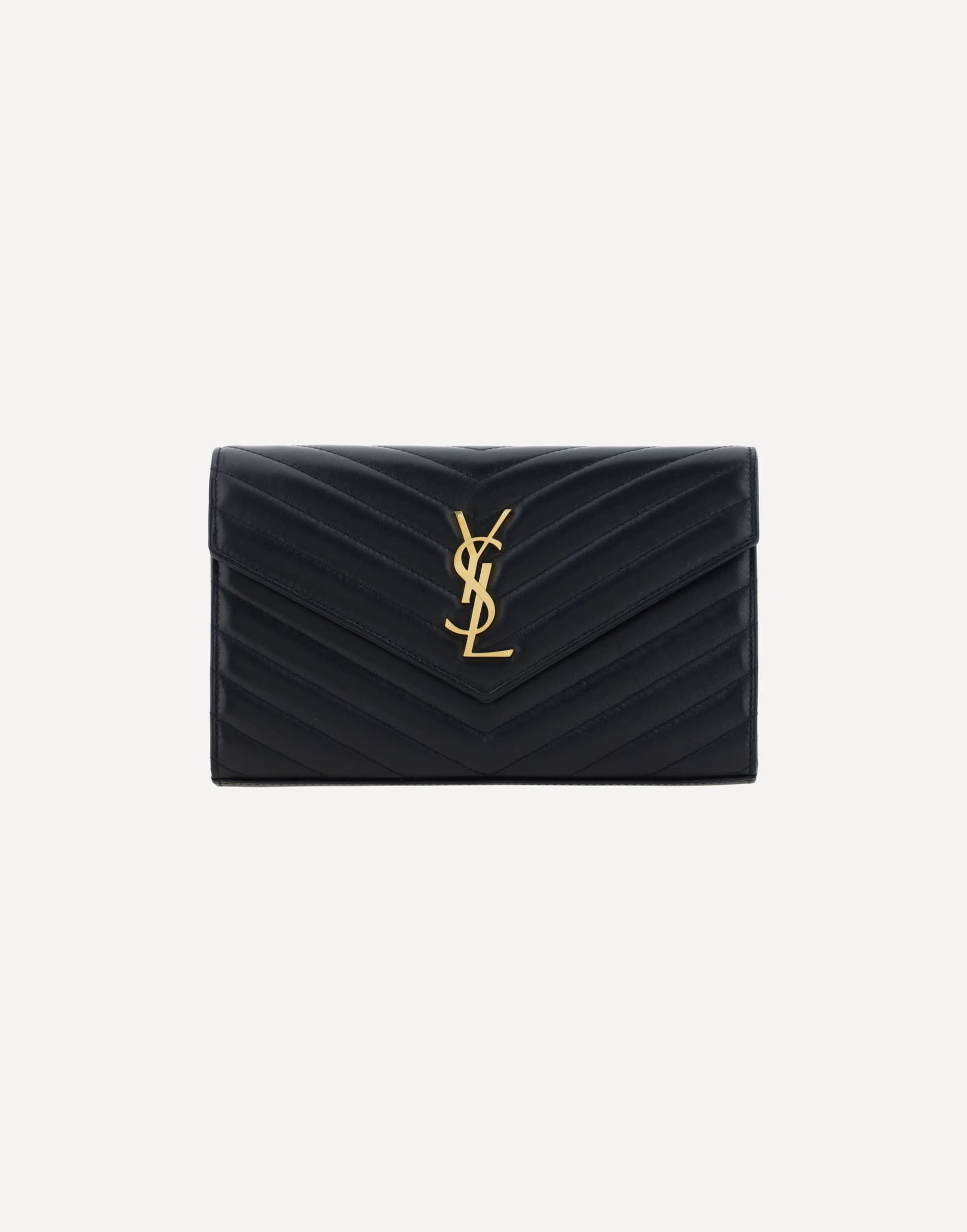 Saint Laurent Monogram Wallet With Gold Logo