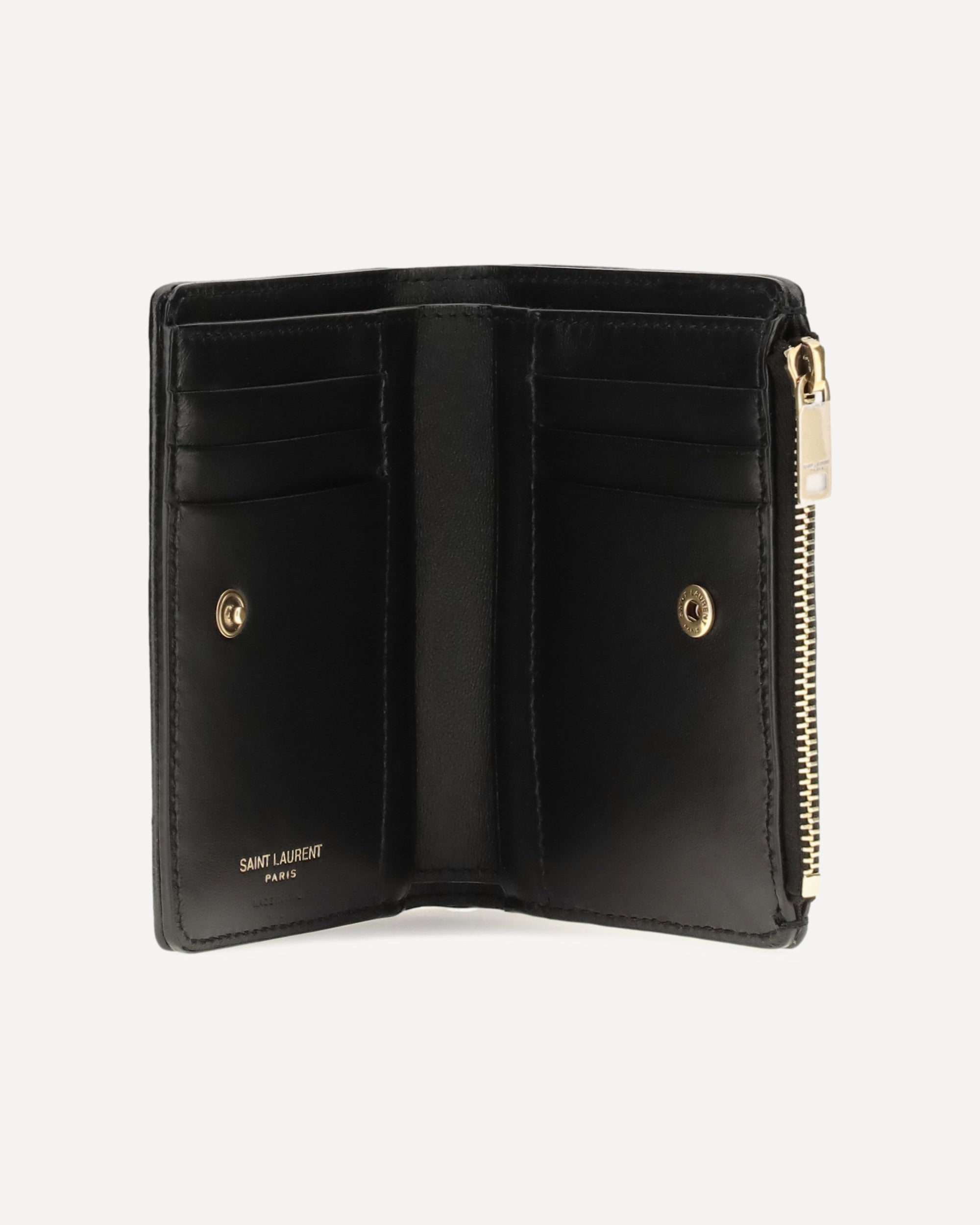 محفظة ثنائية الطي من الجلد المعتق Saint Laurent Niki